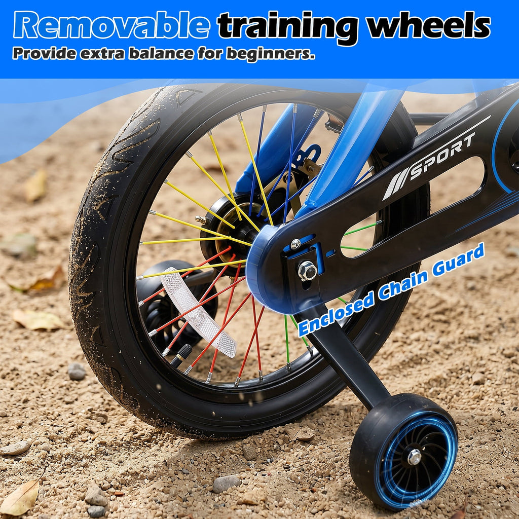 Enjoyrun 16 Kids Bike,Bike for Boys and Girls with Training Wheels,Children's Bicycles for Ages 5–8,Blue