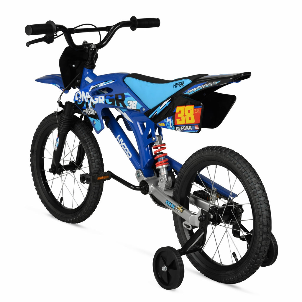 Hyper Bicycles 16 'Danger Boy' Deegan Moto Bike, Children Ages 5-7, Blue