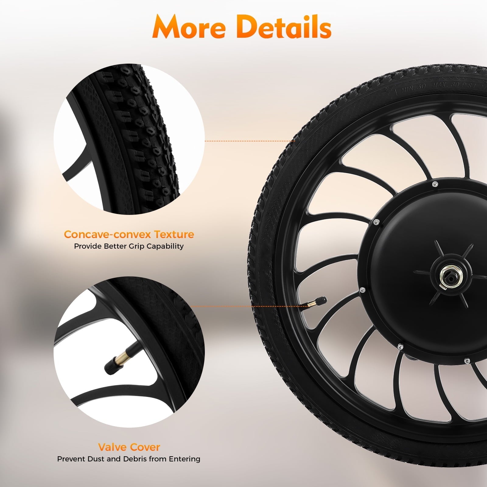 1000W Electric Bicycle Motor Wheel – High-Speed E-Bike Hub with 7-Speed Freewheel, 88.7% Efficiency, IP54 Waterproof, and 35N.m Torque