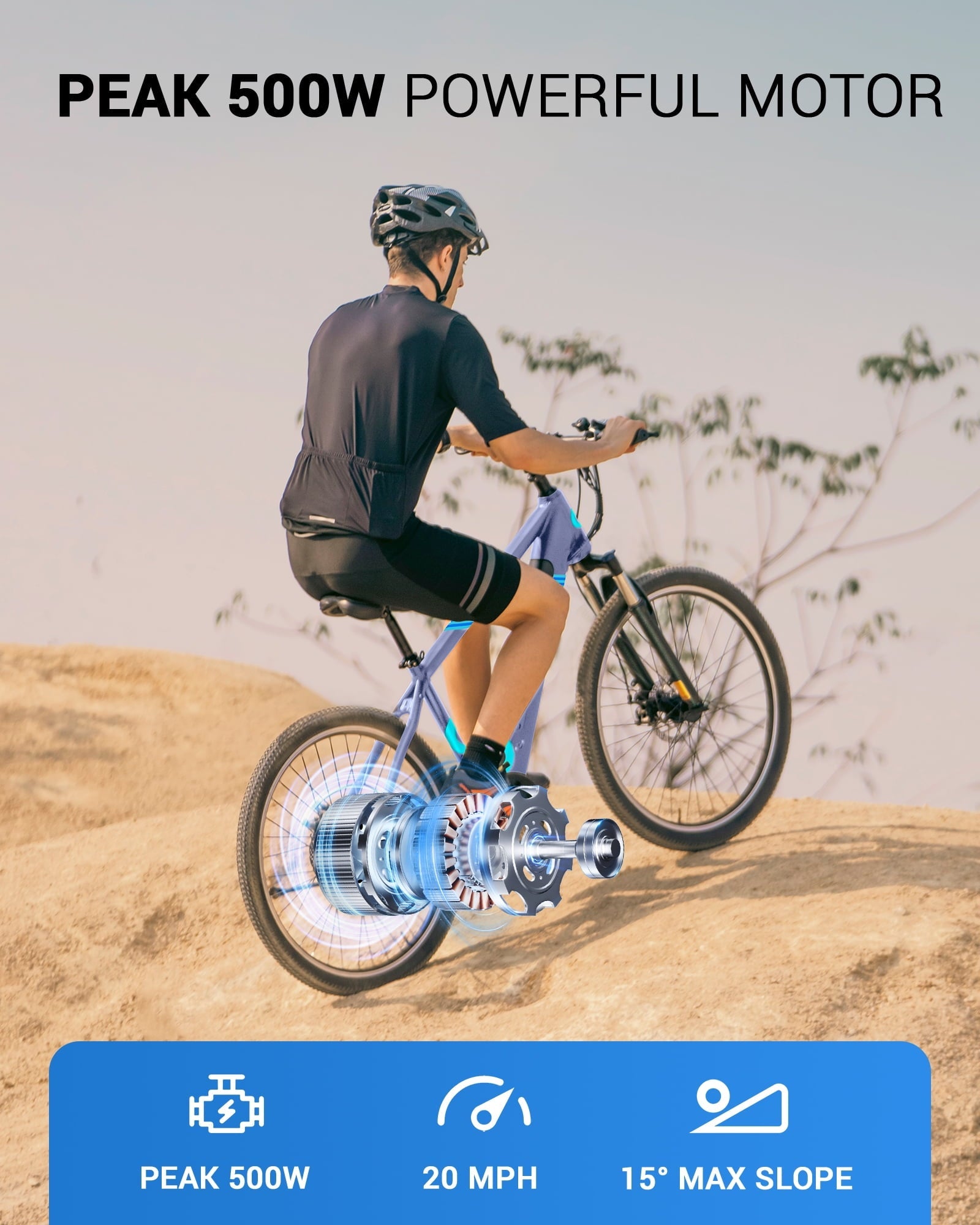MIHOVER 26Electric Bike for Adults 350W 20MPH, 36V Removable Battery 7-Speed, UL2849 Certified City & Light Off-Road E-Bike with Lock -Black