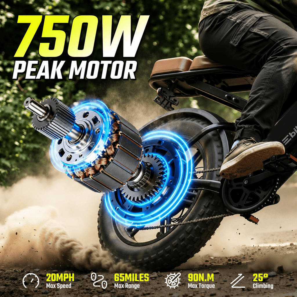 TST Electric Bike for Adults, 48V/15AH Battery, 20x4 Fat Tire, 750W Motor Off-Road E Biker, UL2849