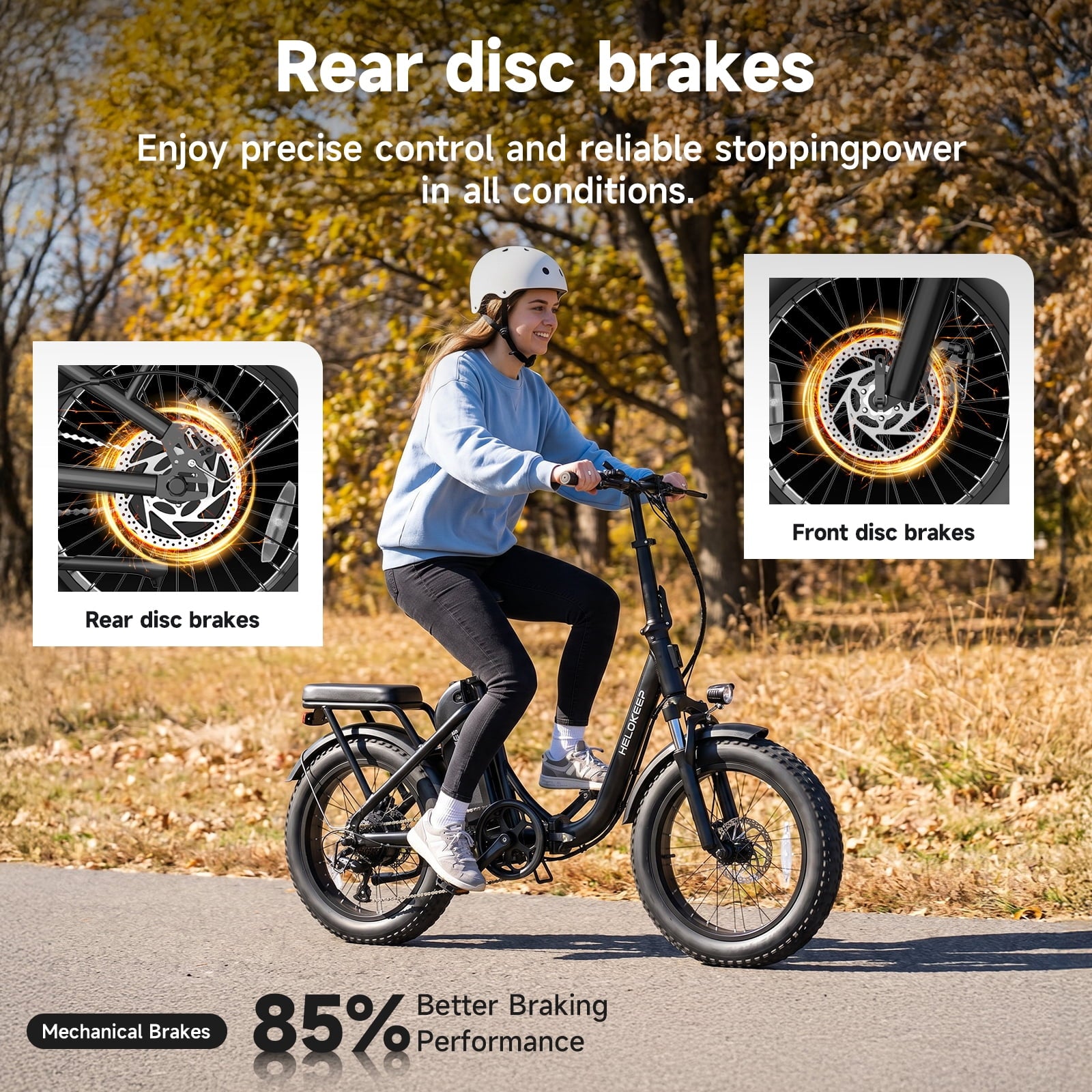 750W 1200W Folding Electric Bike for Adults, 48V 10Ah Removable Battery, 16 Fat Tire Ebike, Dual Disc Brakes & Front Suspension, UL 2849, Black