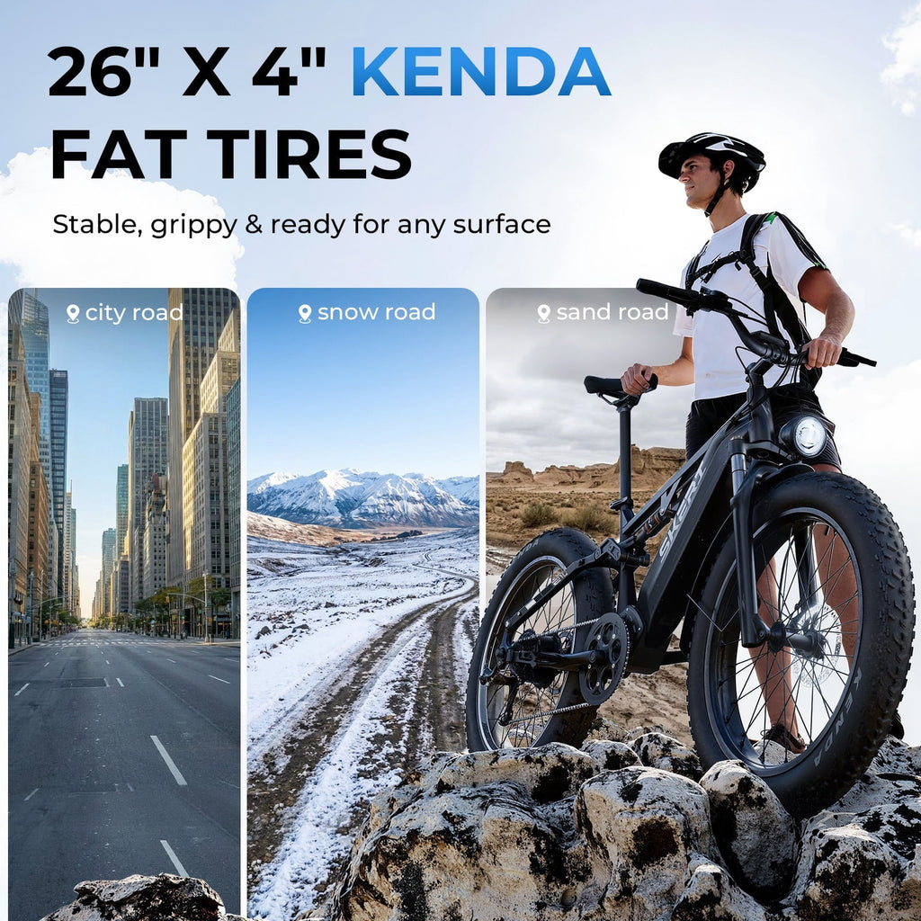 Skeri Electric Scooter Bike for Adults, 26x4 Fat Tire Full Suspension E-Mountain Bicycle,750W (Peak 1200) Motor 48V 20Ah 7-Speed Ebike UL2849