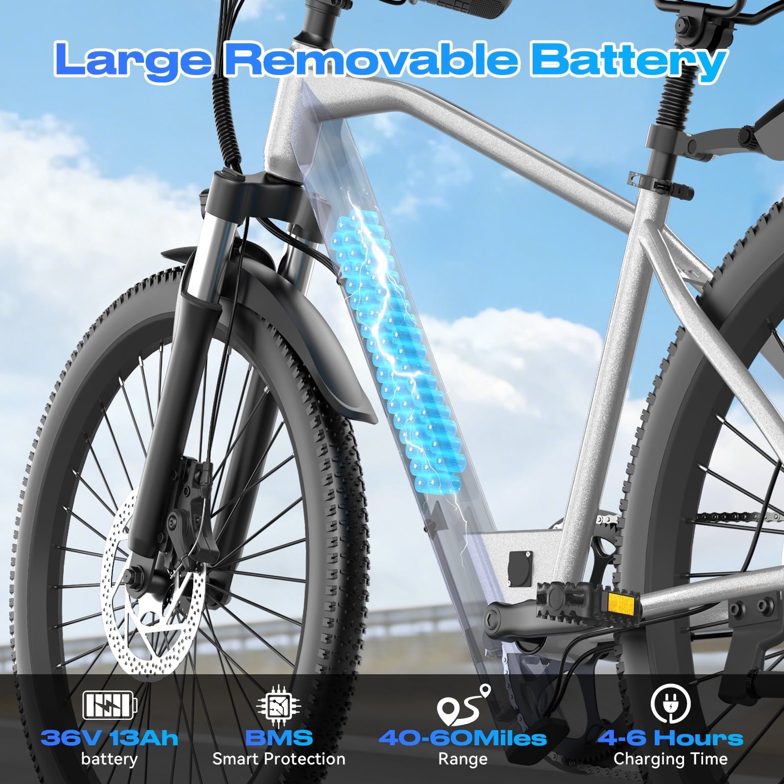 26 Electric Dirt Bike for Adults,1200W Peak Motor, 4 Modes & 7-Speed, UL2849 Certified,x Max 28Mph & 50Miles, Internal Removable Battery,Shock Absorber, Electric Mountain Bike
