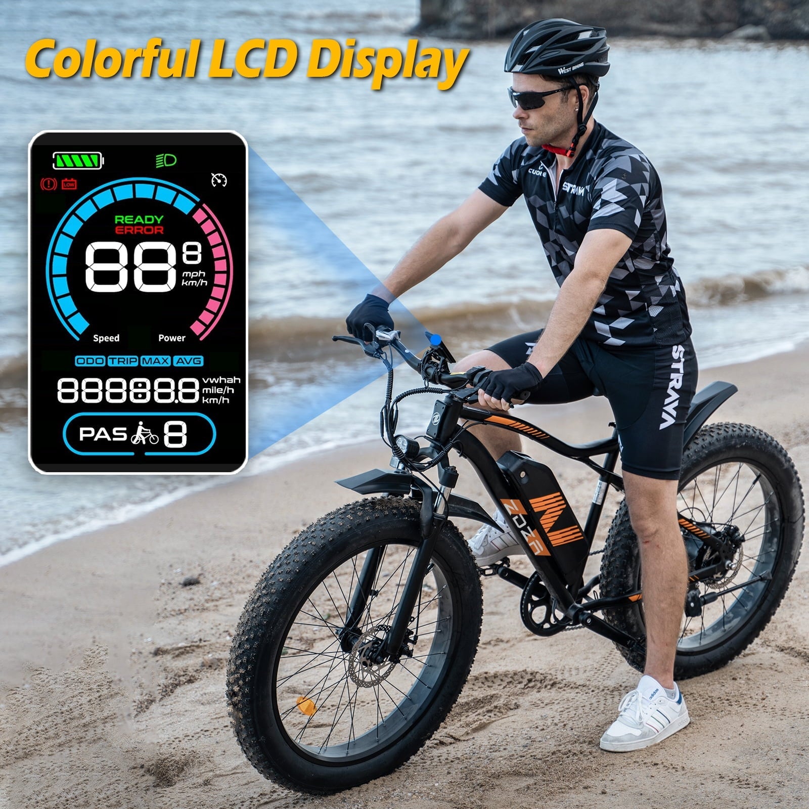 ZDZA Electric Bike for Adults, Peak 1500W Motor E-Mountain Bicycle, 26 Fat Tire 28mph Ebike, 48V 15Ah Removable, Dual Suspension with Shelf UL2849, Black