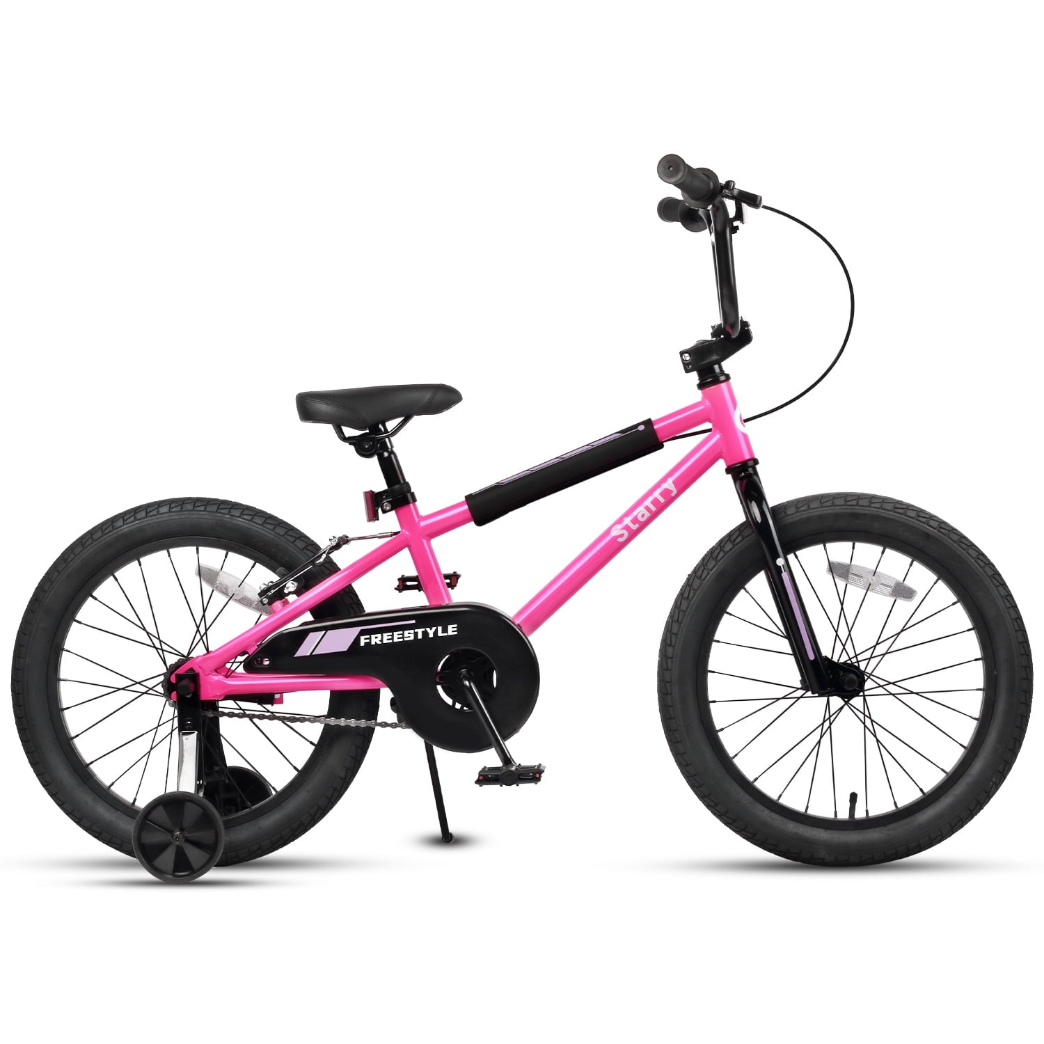 Glerc 16 Inch Little Kids Bike for Over 4 Years Old Boys Girls Youth BMX Style Bicycle with Training Wheels Coaster & Rear V Brake, Black