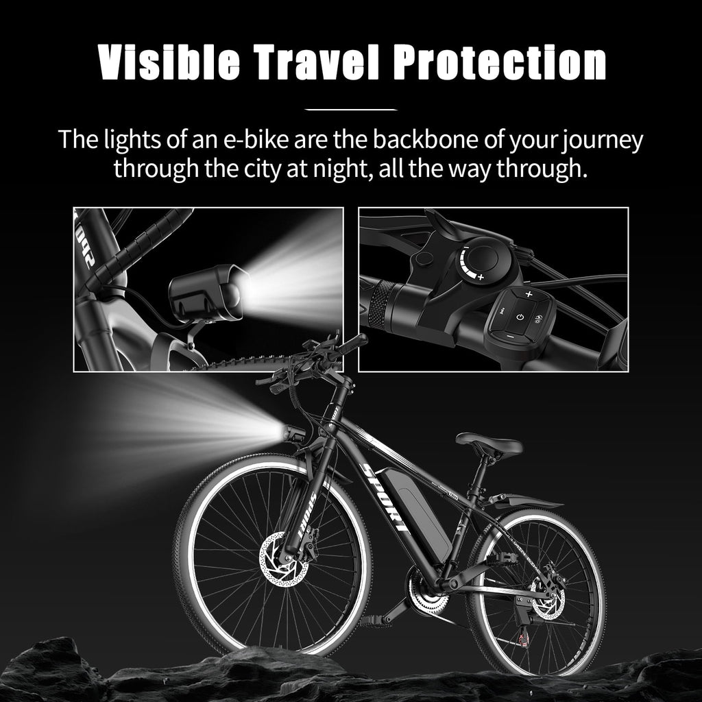 G26Electric Bike for Adults, 26 1200W Peak Motor, 65 Miles 28MPH Ebike, 480Wh Battery Electric Bicycle for Adults 7 Speed Electric Bicycles Front Fork Suspension,UL2849