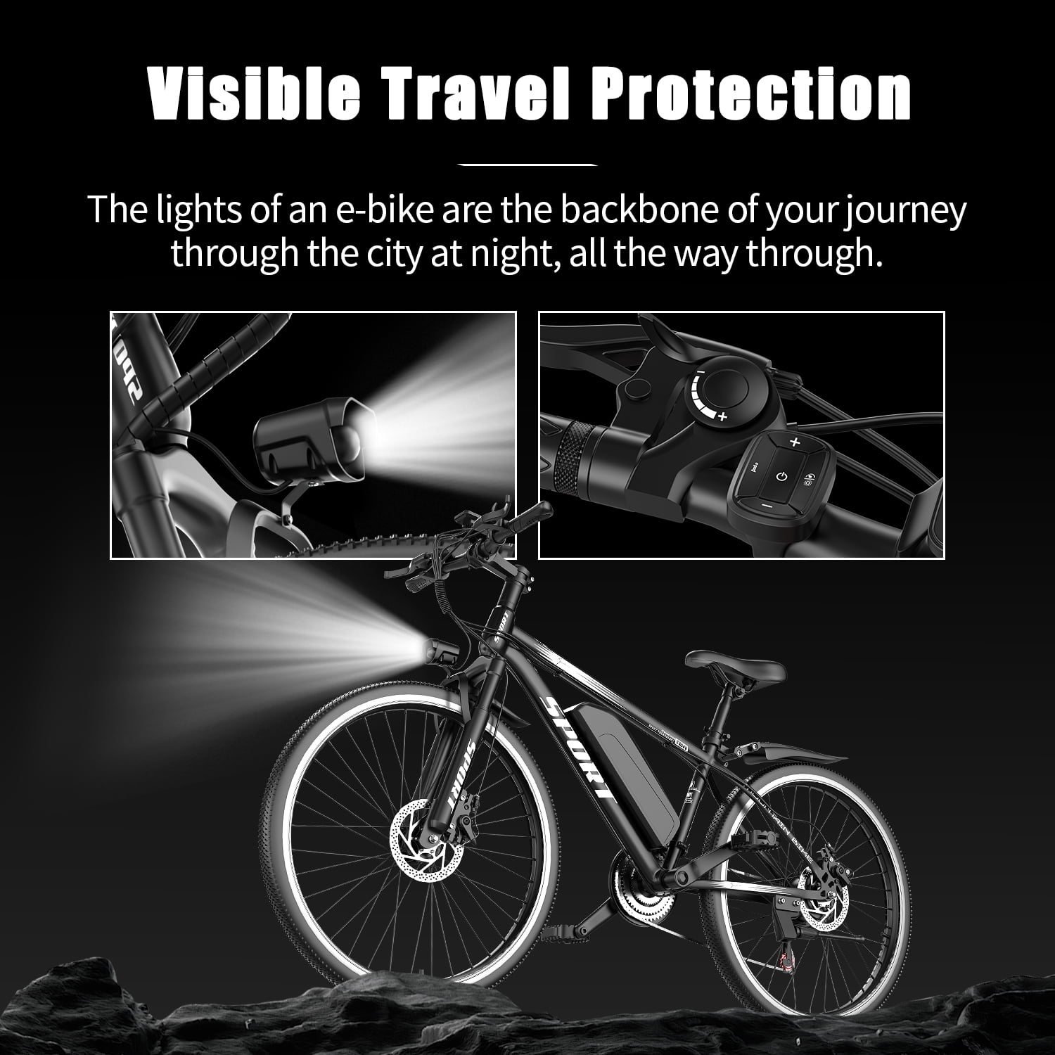 G26Electric Bike for Adults, 26 1200W Peak Motor, 65 Miles 28MPH Ebike, 480Wh Battery Electric Bicycle for Adults 7 Speed Electric Bicycles Front Fork Suspension,UL2849