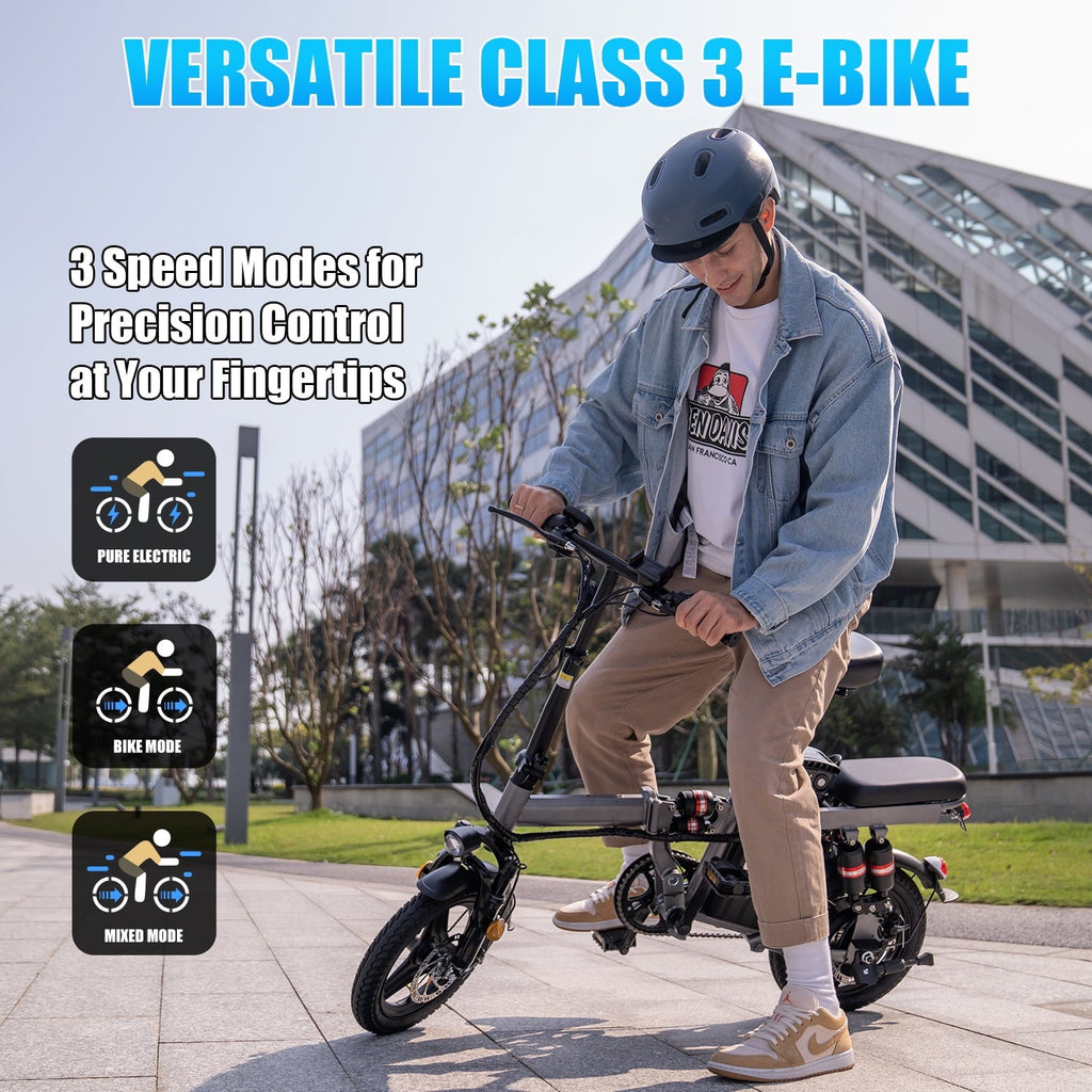 GWEIT Electric Bike for Adults,1000W Peak Folding Electric Bike, 40-Mile Range, 14-Inch Tire E-Bike with 48V 10Ah Removable Battery, Electric Mini Bike
