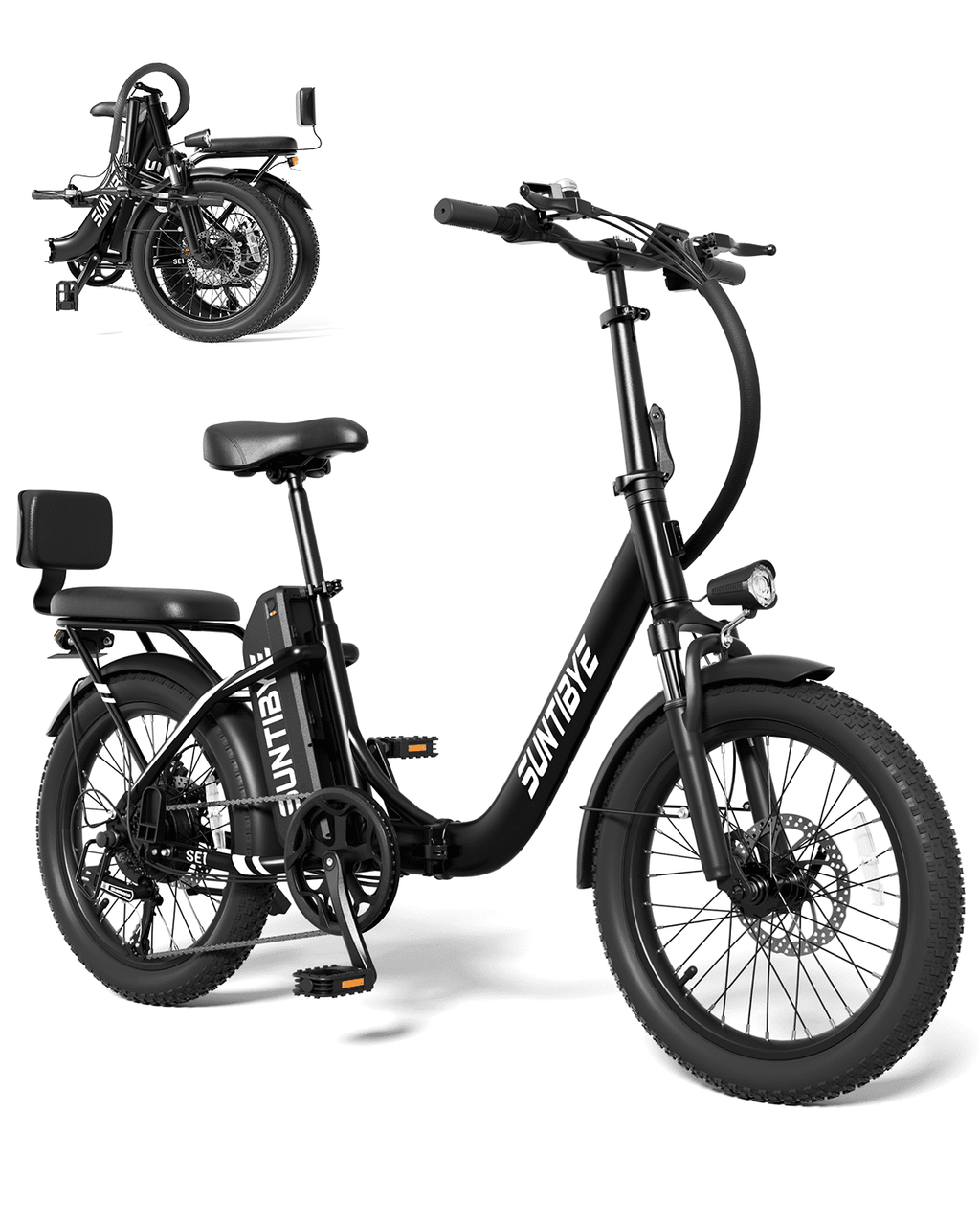 SE1 Folding Electric Bike 1000W 48V 15Ah, 20x3.0 Commuter Ebike with Passenger Seat UL2849