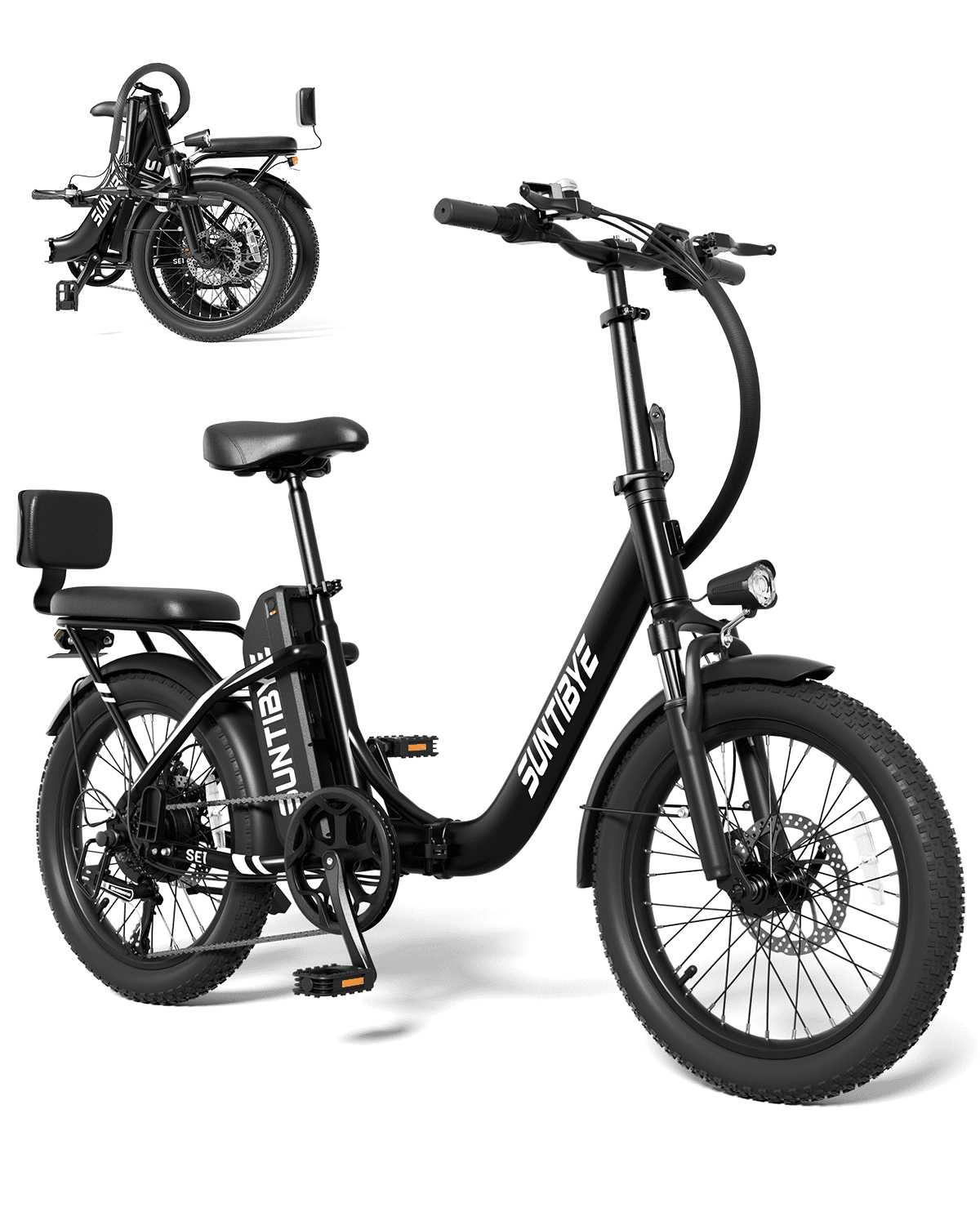 SE1 Folding Electric Bike 1000W 48V 15Ah, 20x3.0 Commuter Ebike with Passenger Seat UL2849