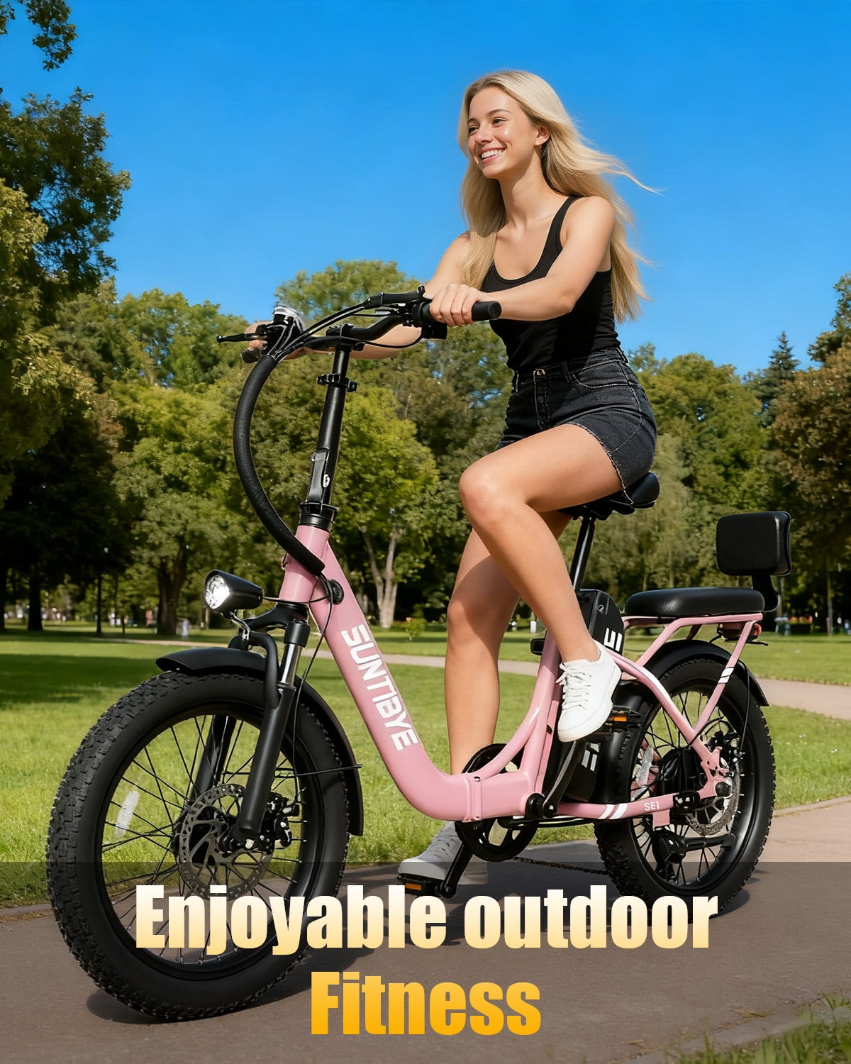SE1 Folding Electric Bike 1000W 48V 15Ah, 20x3.0 Commuter Ebike with Passenger Seat UL2849