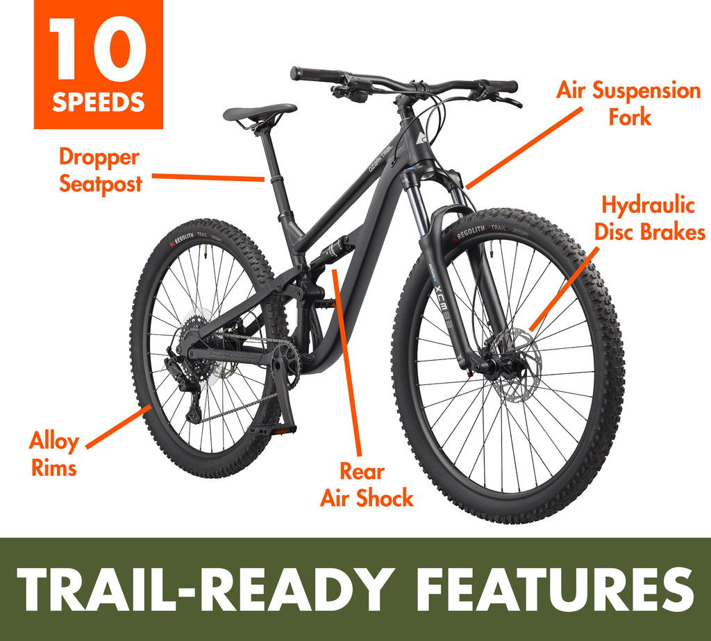 Ozark Trail 29 FS.3 Fastflow Full Suspension Mountain Bike, 29 Wheels, Medium Frame, Fits Rider 5'7' - 5'11, Black, Adult, Online Only