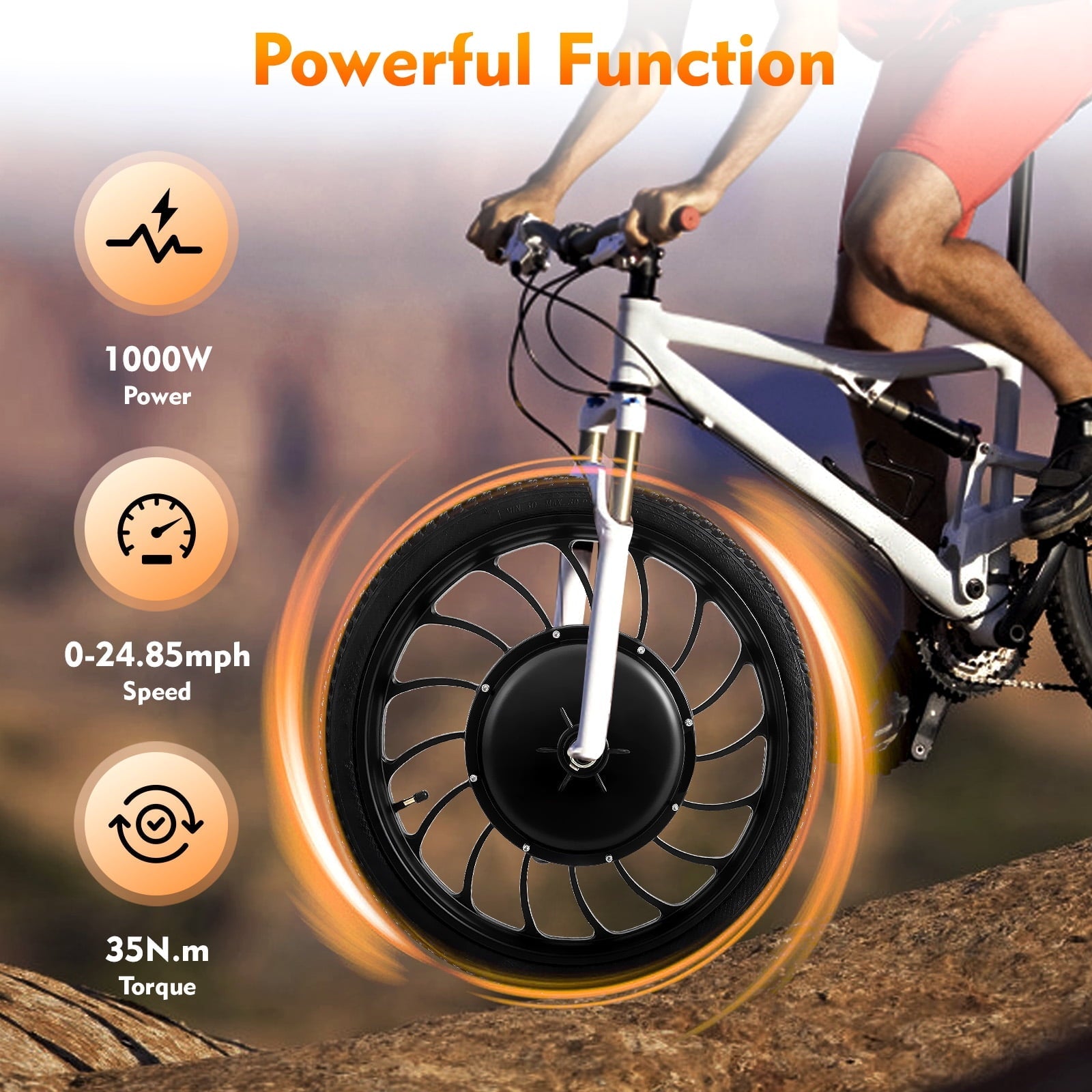 1000W Electric Bicycle Motor Wheel – High-Speed E-Bike Hub with 7-Speed Freewheel, 88.7% Efficiency, IP54 Waterproof, and 35N.m Torque