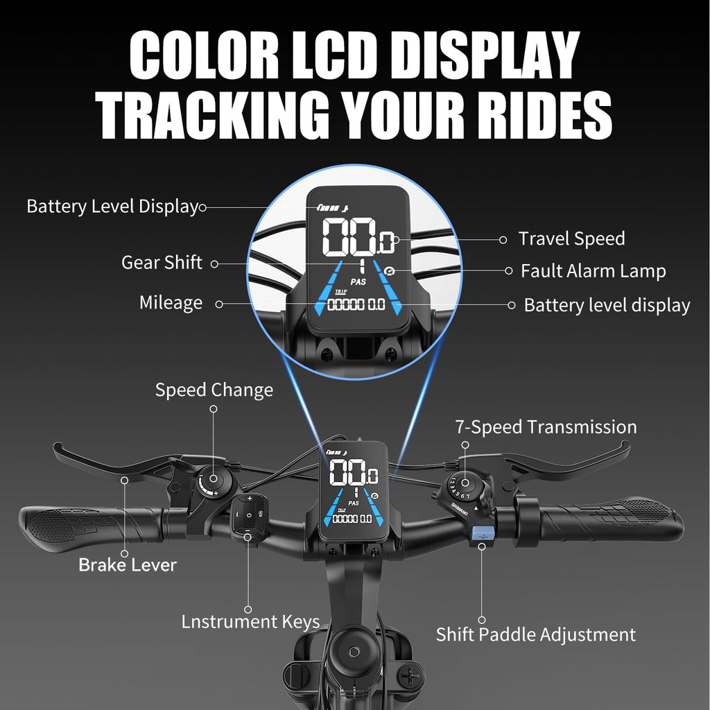 G26Electric Bike for Adults, 26 1200W Peak Motor, 65 Miles 28MPH Ebike, 480Wh Battery Electric Bicycle for Adults 7 Speed Electric Bicycles Front Fork Suspension,UL2849