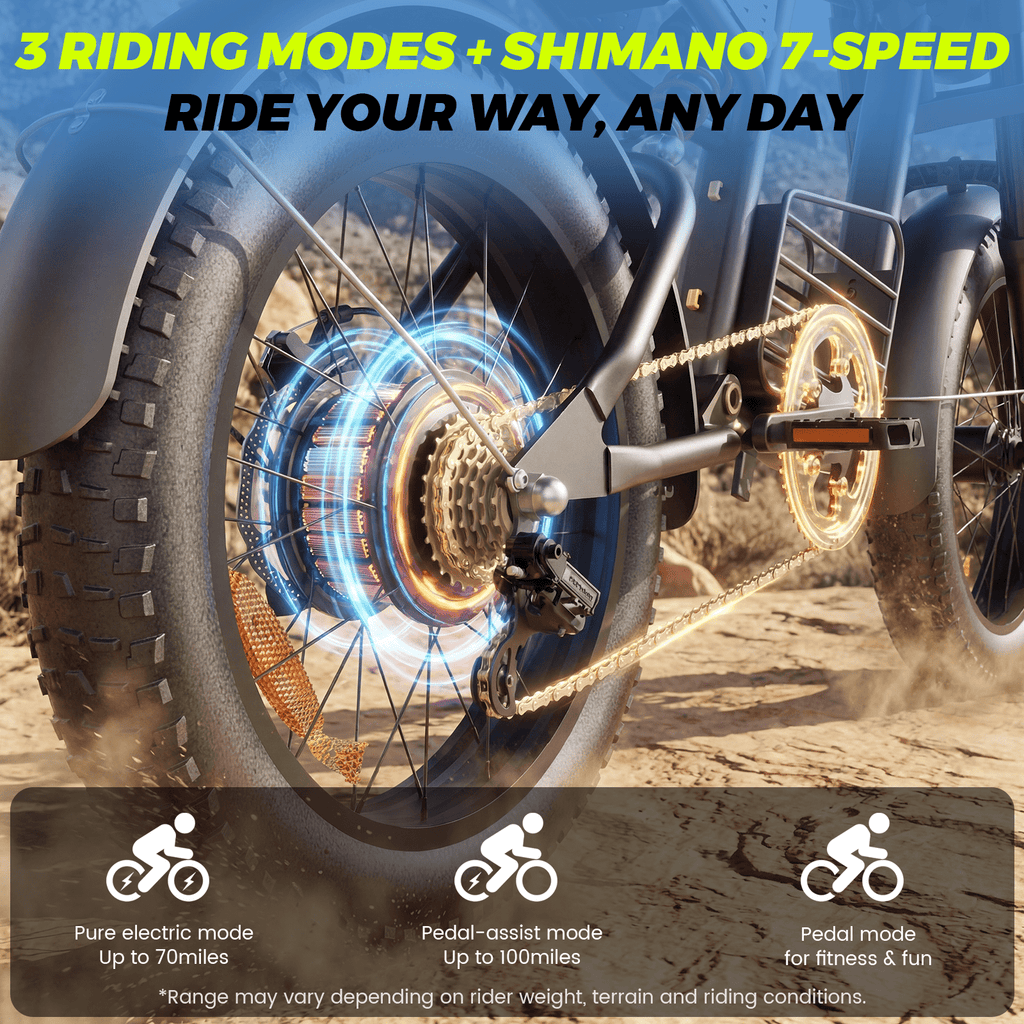Electric Bike for Adults, 3000W Dirt Bike, 37MPH, 48V 35Ah E-Bike, 100 Miles Electric Motorcycle, 20 Fat Tire Off-Road Bike, All Terrain for Mountains, Snow, Sand, Road