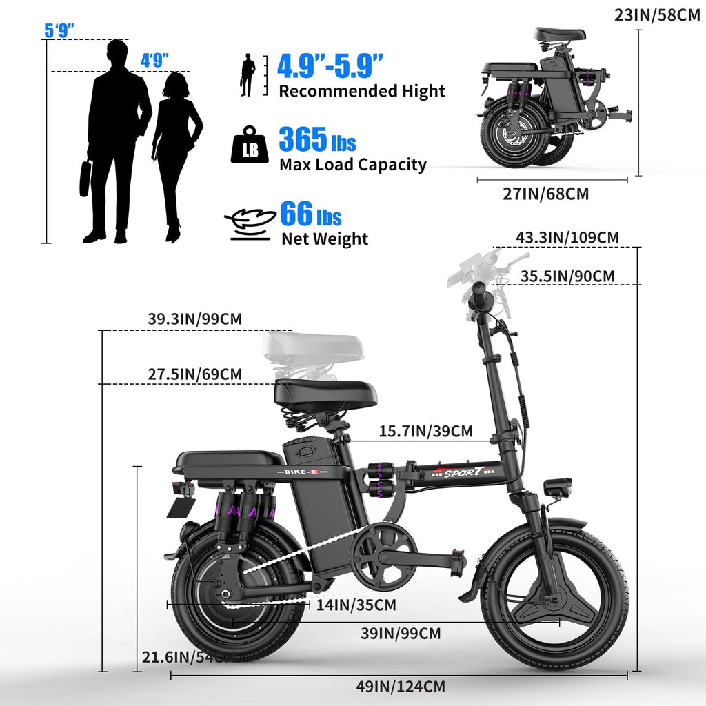 ASKGO F9 Adult Folding Electric Bike, 1200W 25 MPH 25 Miles, 48V 13Ah Removable Battery, Meets Daily Commuting,Going Out and Playing,Give the best gift,Folding Ebike for Adult with Two Seats .UL2849