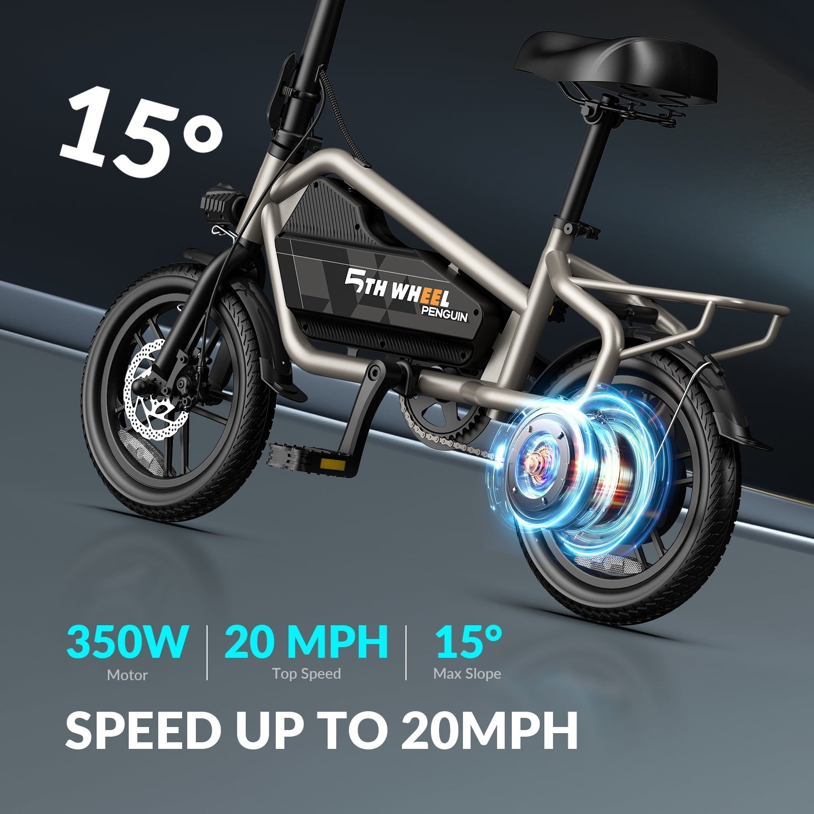 5TH WHEEL 14 Electric Bike for Adults with 650W Peak Motor Electric Bicycle, 36V 7.8Ah Battery Ebike, UL2849