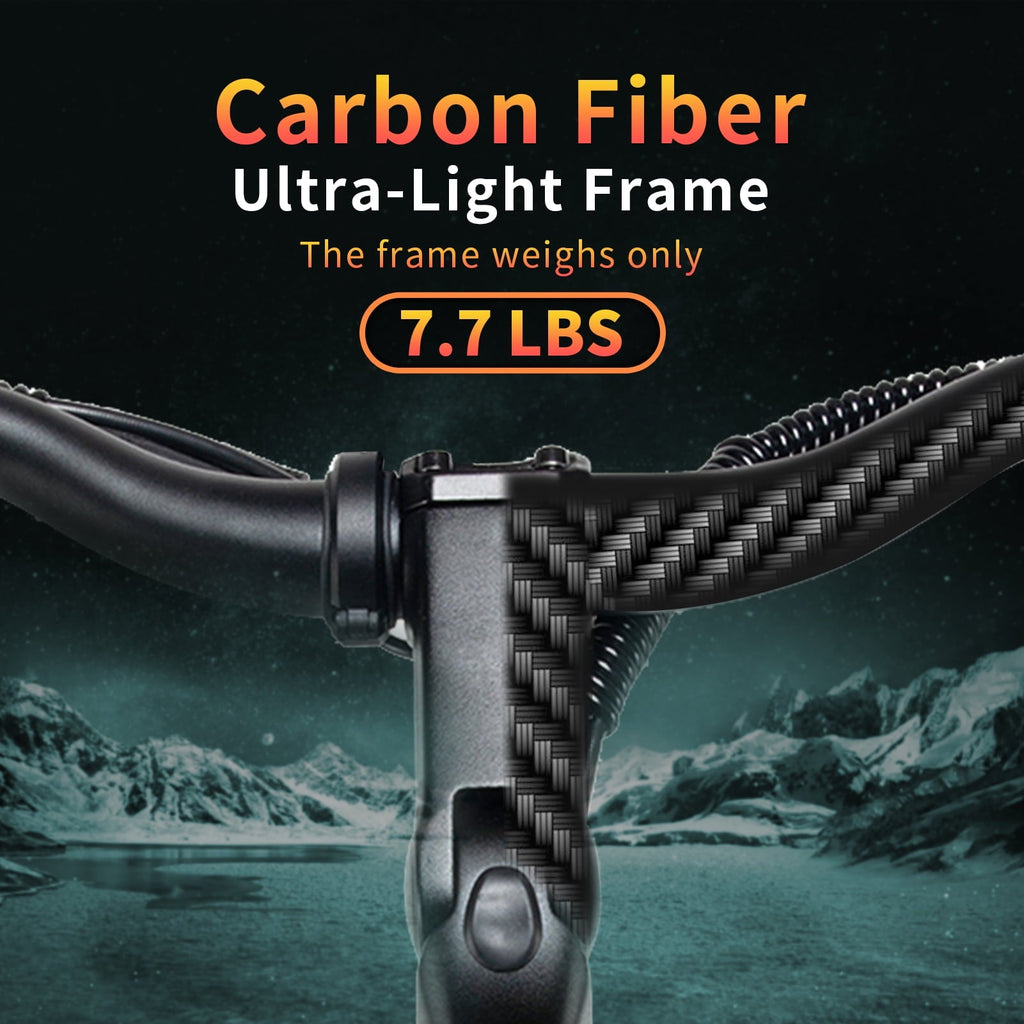 26 Carbon Fiber Electric Bike for Adults, 750W Motor 24MPH Lightweight Commuter E-Bike, 48V Dual Battery 128 Miles Long Range, 13+ Adult Electric Bicycle - Gray