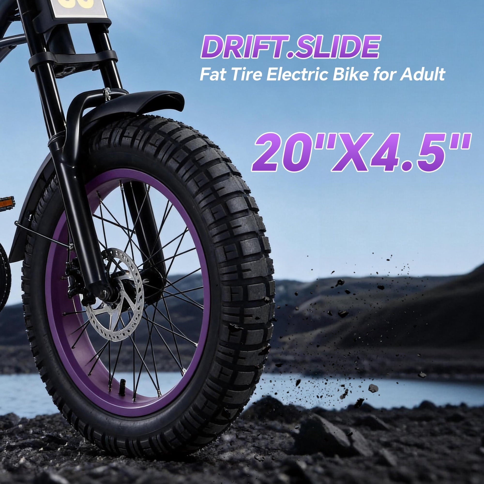 DRIFT.SLIDE D93 Pro Electric Bike for Adults, 1500W Peak Ebike, 20 Mountain Bike, 48V 20.8Ah Waterproof Removable Battery, 37 mph Max – Purple
