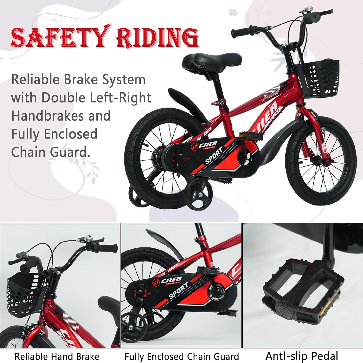 NEORIVER 14 Kids Bikes for Girls and Boys, Kids' Bicycles with Training Wheels, Ages 3-5 Years