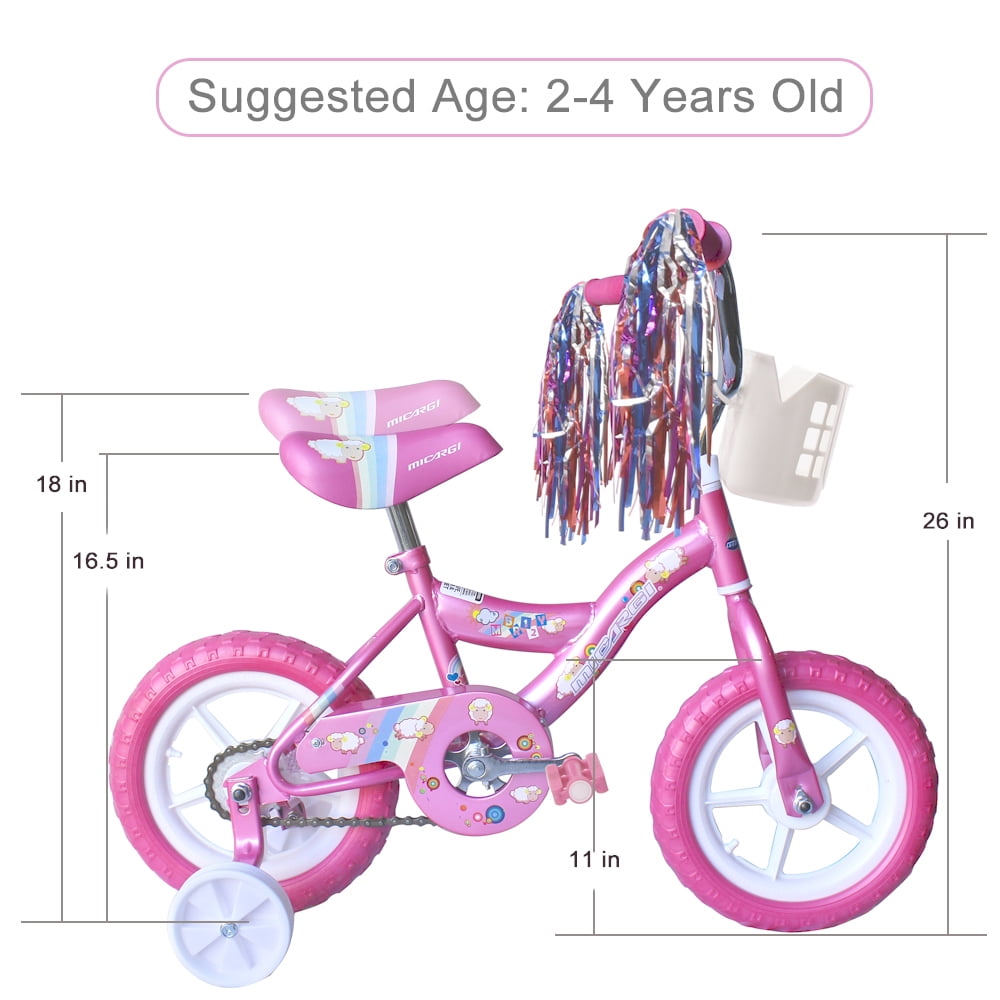 USToyOutlet 12 Kid's Beginner Bicycle for 2-4 Years Old Boys' and Girls' Bike Foam Tire for Indoor Use No Brake - Pink