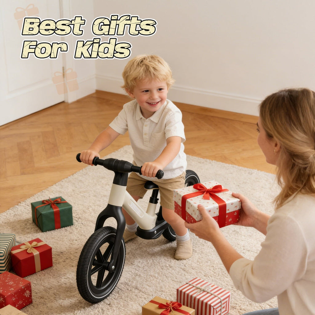 JoyStone 14 Inch Balance Bike for Kids, Toddler Balance Bike with Air Rubber Tires, Adjustable Seat, Lightweight No Pedal Training Bicycle, Gift Bike for 2-6 Boys Girls, Black