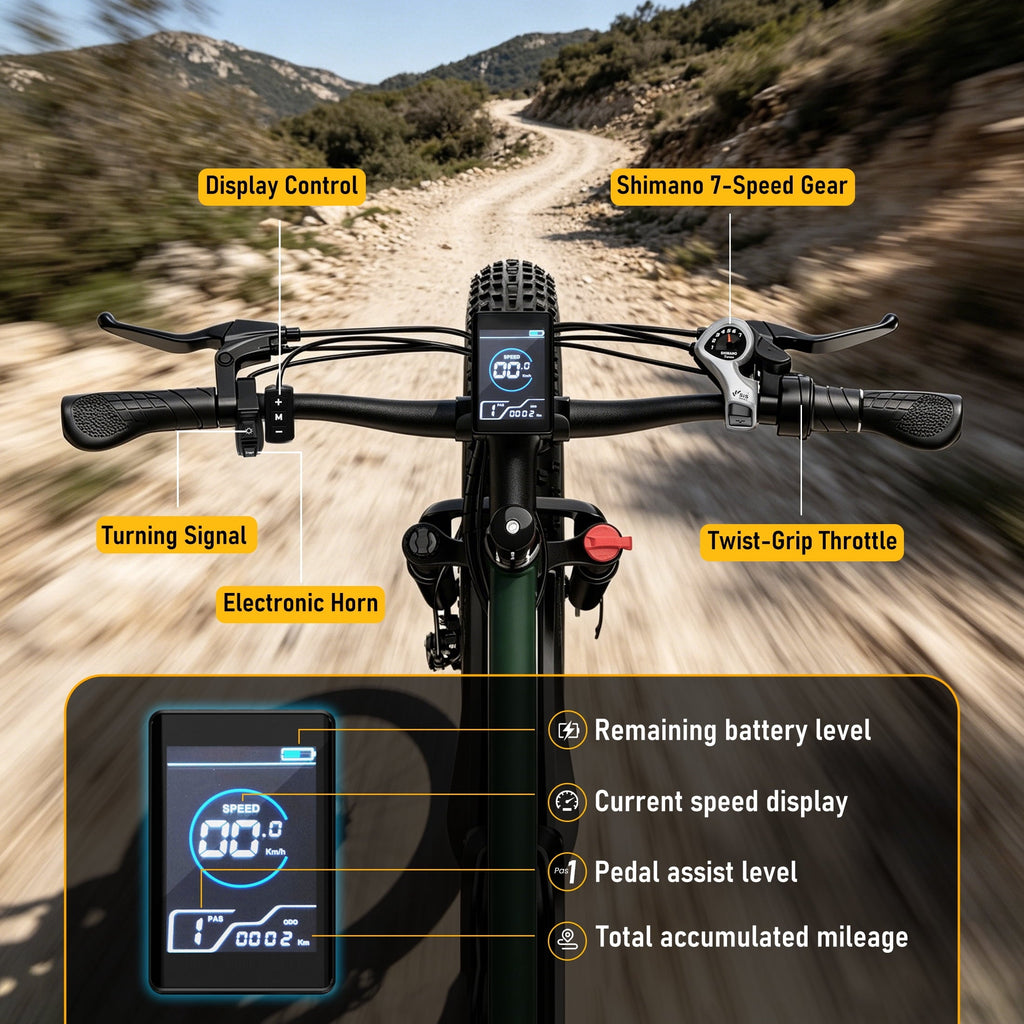 AMYET EB26 Electric Bike for Adults, Peak 1500W 48V 15Ah, 26 Fat Tire Ebike, E-Mountain Bicycle, UL2849