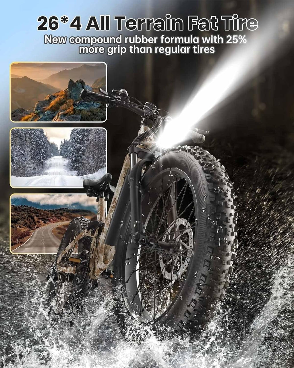 PUCKIPUPPY 26 Electric Bikes for Adults 960W Peak Step Through E-Bikes up to 80Miles Range 48V 20AH Battery Full Suspension Ebike 28 mph Max Speed Fat Tire E-Mountain Bike 7 Speed, UL2849 by SGS