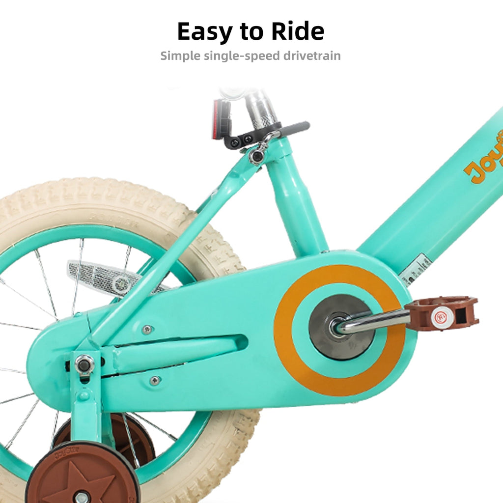 JOYSTAR Vintage Kids Bike with Basket & Training Wheels,12 14 16 20 24 Inch Kids Bike for 2-14 Years Old Girls & Boys, Green