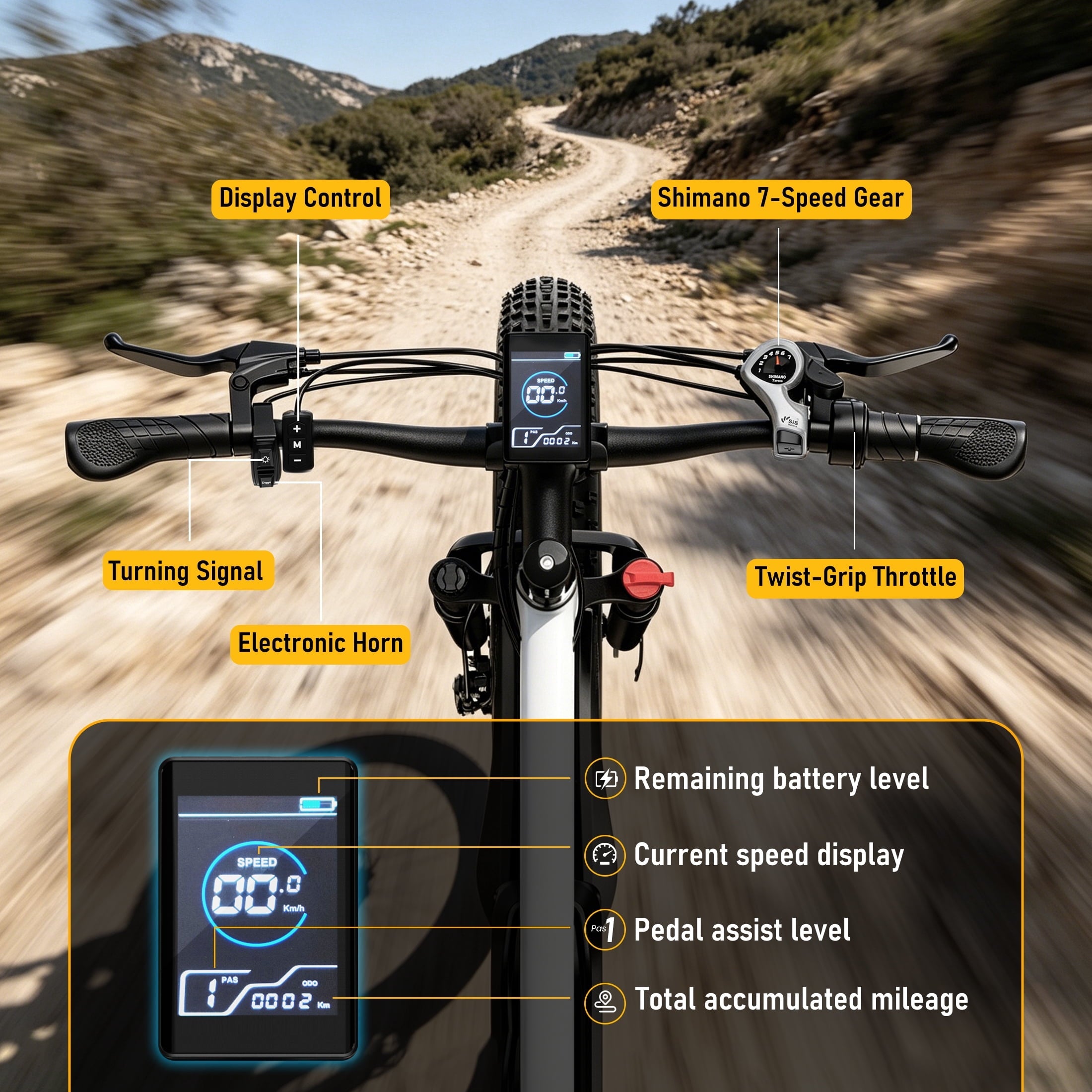 AMYET EB26 Electric Bike for Adults, Peak 1500W 48V 15Ah, 26 Fat Tire Ebike, E-Mountain Bicycle, UL2849
