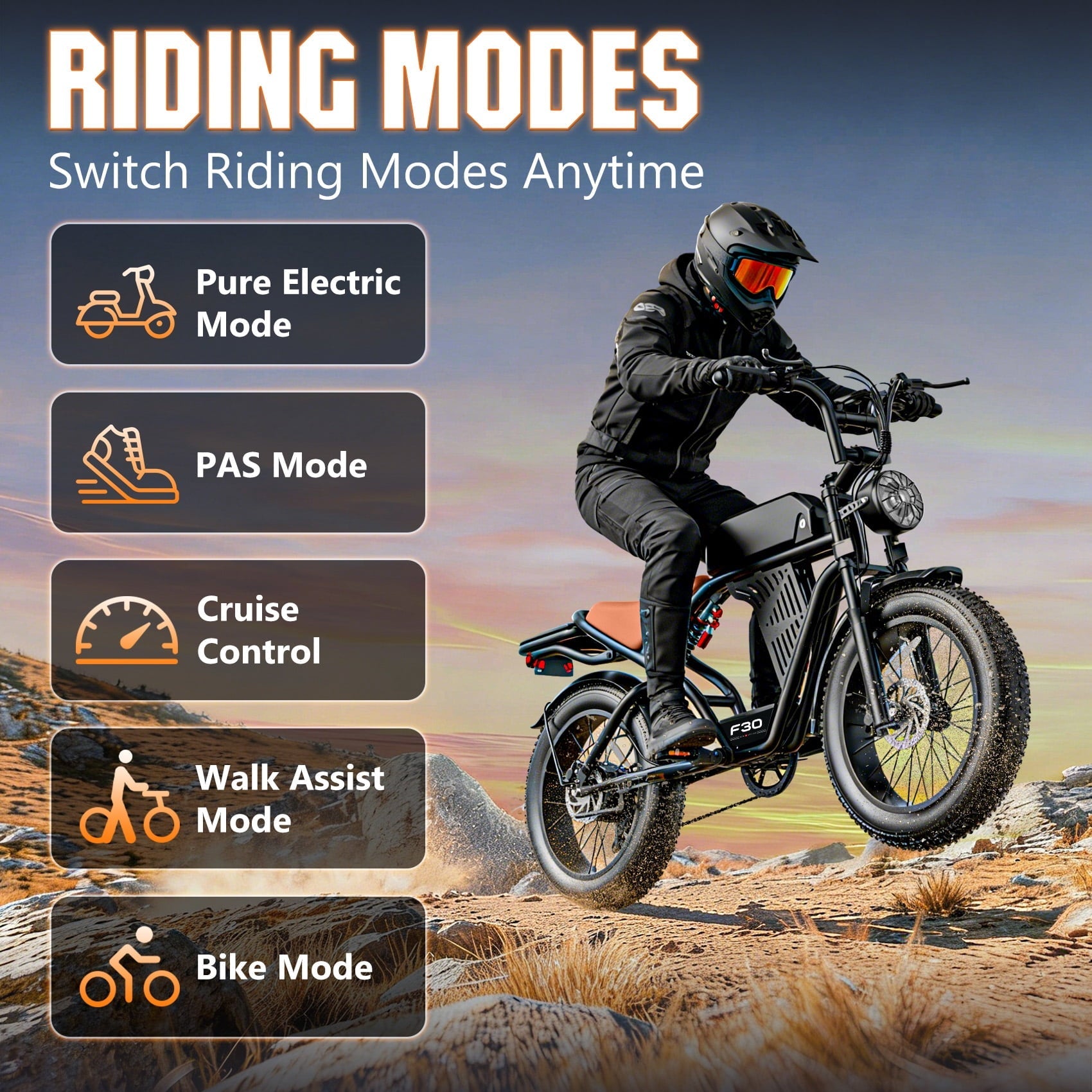 AZHAR Off-Road Electric Mountain Bike for Adults, 20*4 Fat Tire E-Bike, 48V 20Ah Removable Battery, 750W Rated (2500W Peak) Motor, 32MPH Max Speed , UL2849 Certified