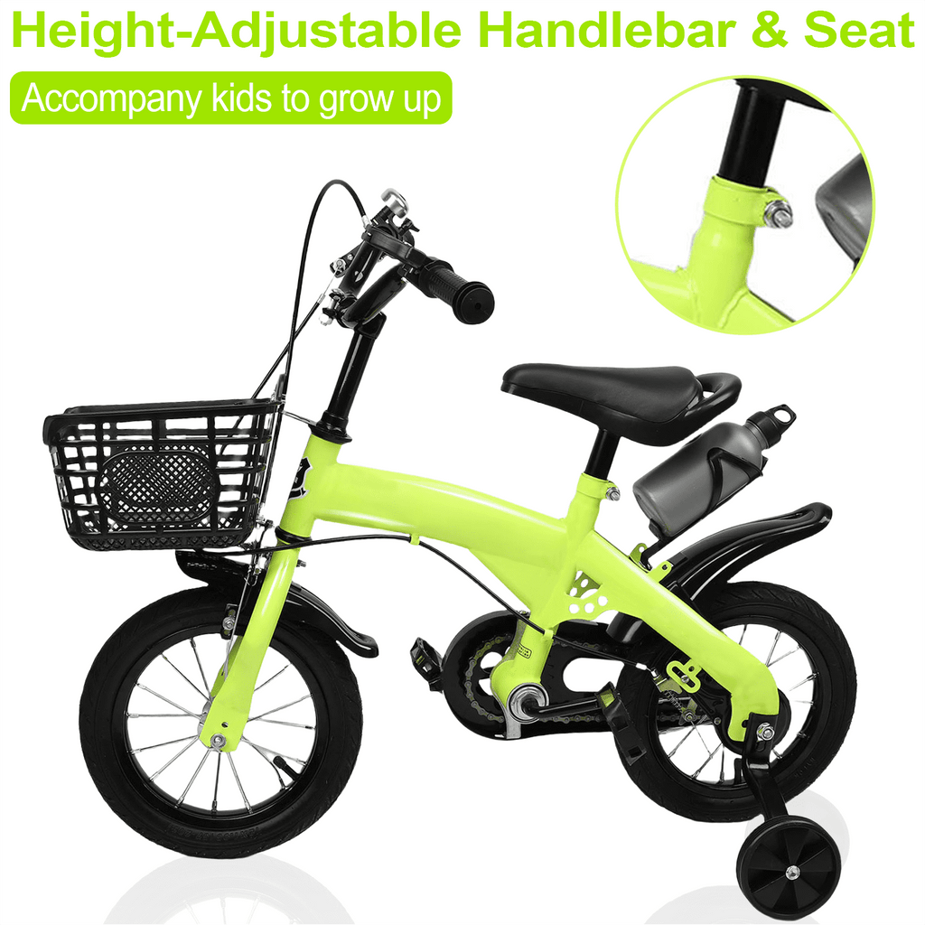 12 inch Kids Bike with Training Wheels, Children Bike with Adjustable Handlebar, Kids Bicycle for Boys Girls Toddlers Age 3-5, 2-in-1 Red Toddler Bike