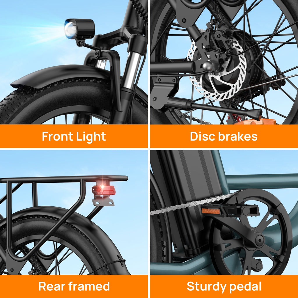 URLIFE 3.0 Fat Tire Ebike, 20 Electric Bicycles for Adult, 750W Peak Motor, 48V 13AH Remobavle Battery, 7-Speed Commuting Ebike, UL2849-Black