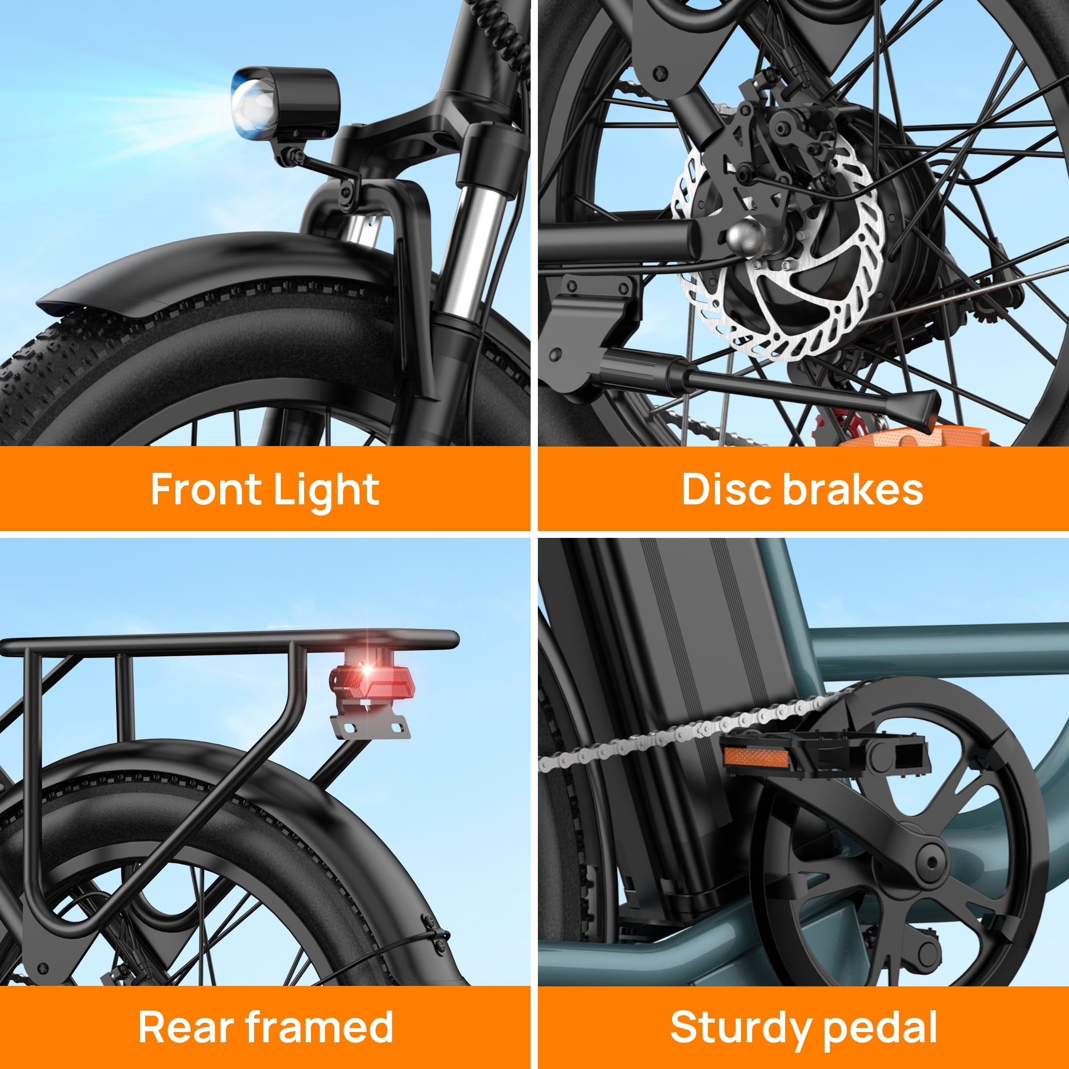 URLIFE 3.0 Fat Tire Ebike, 20 Electric Bicycles for Adult, 750W Peak Motor, 48V 13AH Remobavle Battery, 7-Speed Commuting Ebike, UL2849-Black