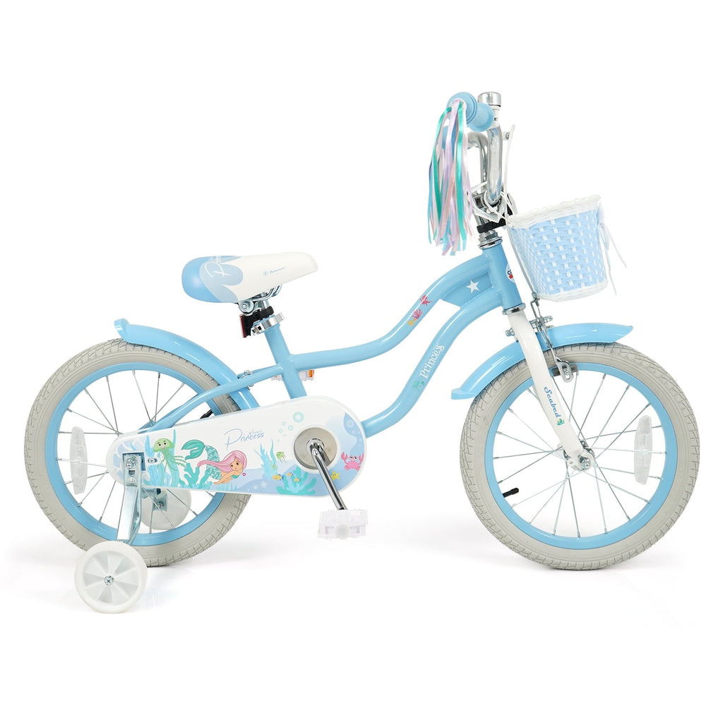 Costway 14 Kids Bike with Training Wheels Hand Coaster Brakes Adjustable Seat Handlebar Pink