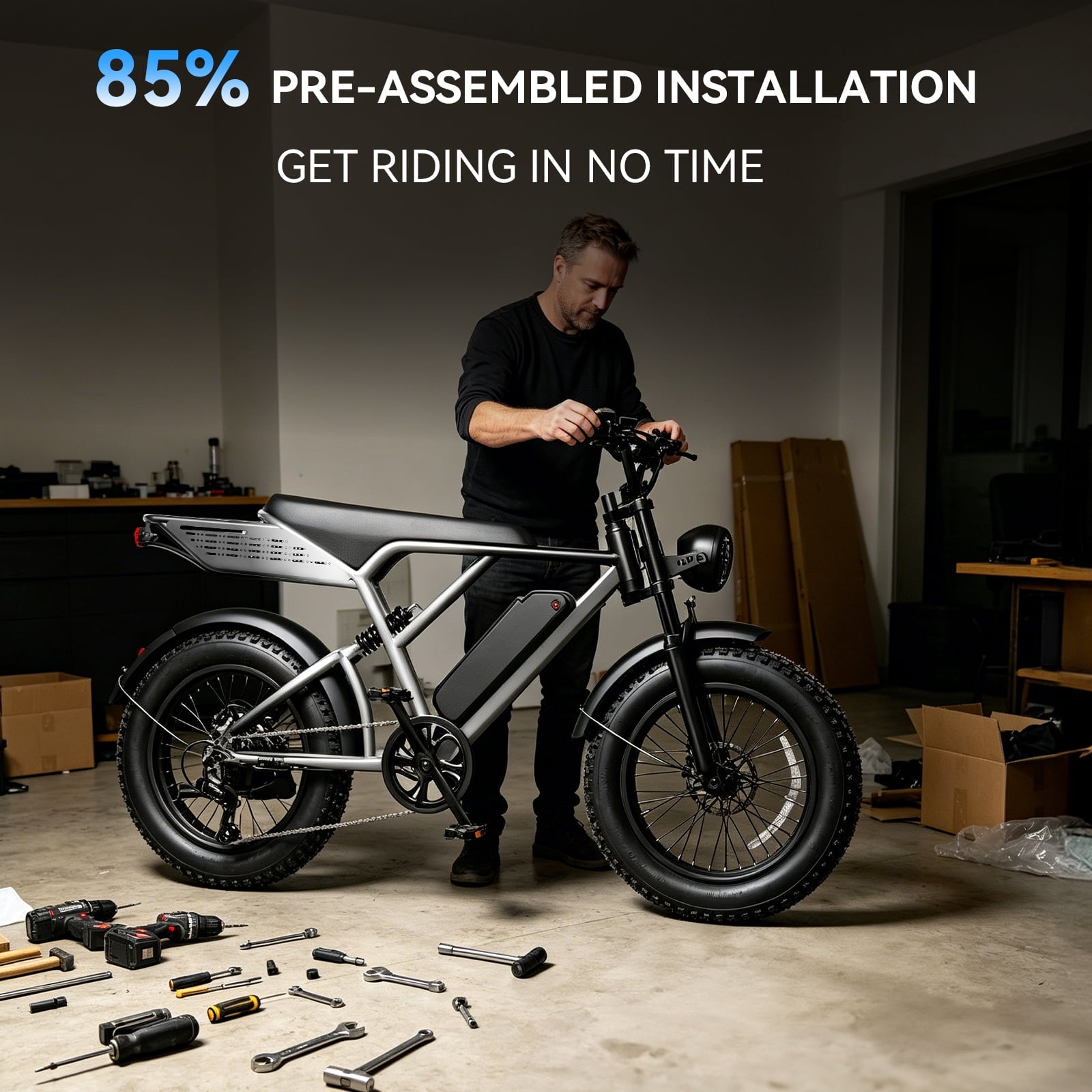 YareYi Electric Bike for Adults 38MPH, 3000W Peak E-Mountain Bicycle, 20 Fat Tire E-Bike, 52V 20Ah Removable Battery UL2849