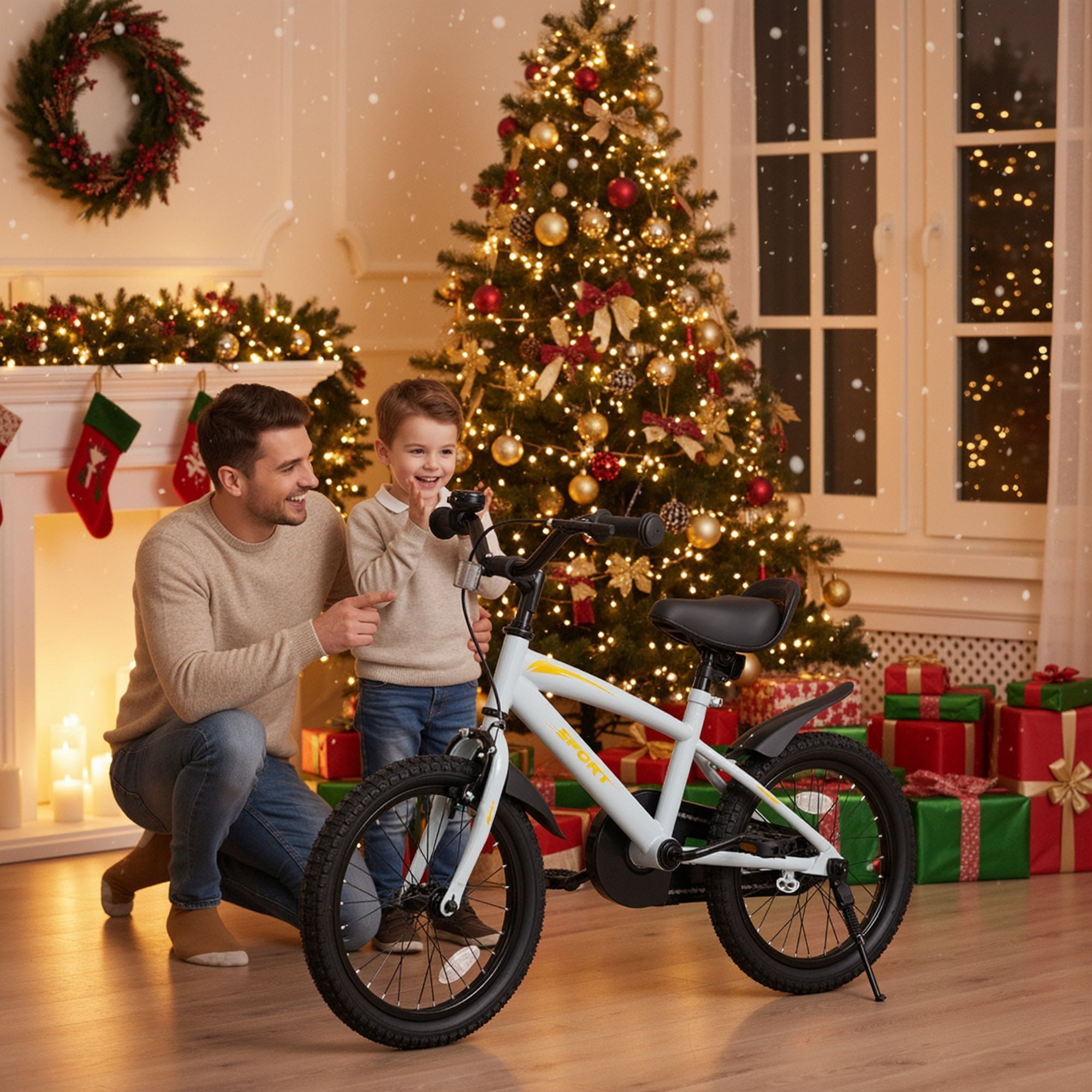 Naipo 16 Inch Kid Bikes for Boys and Girls Kid Bicycles with Kickstand and Training Wheels Boys Bike Gray-Orange
