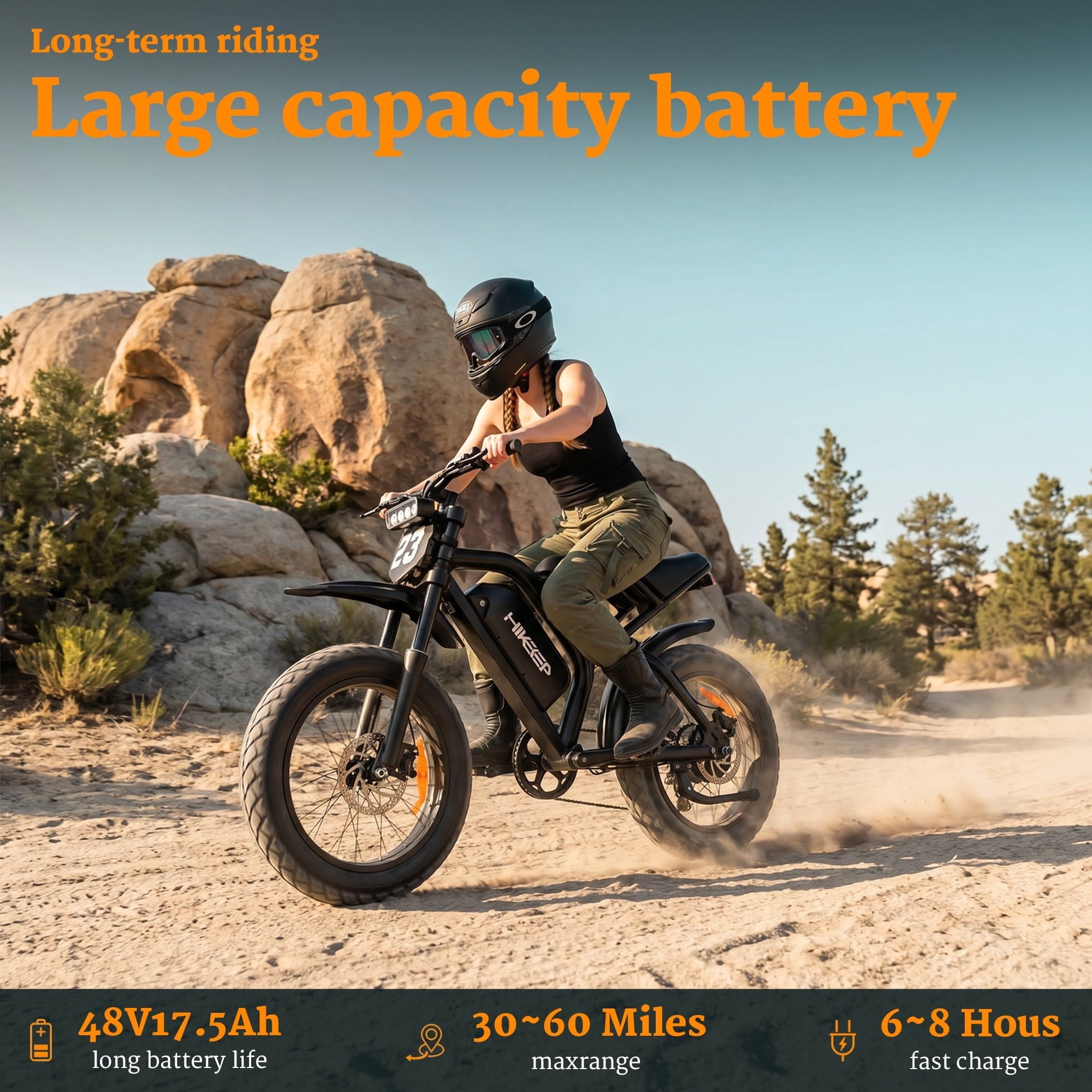 HeloKeep Electric Bike for Adults, 1500W Peak, 20x4 Fat Tire Off-Road Electric Mountain Bike, 48V 17.5Ah Removable Battery UL 2849 Certified, Full Suspension, 30 MPH