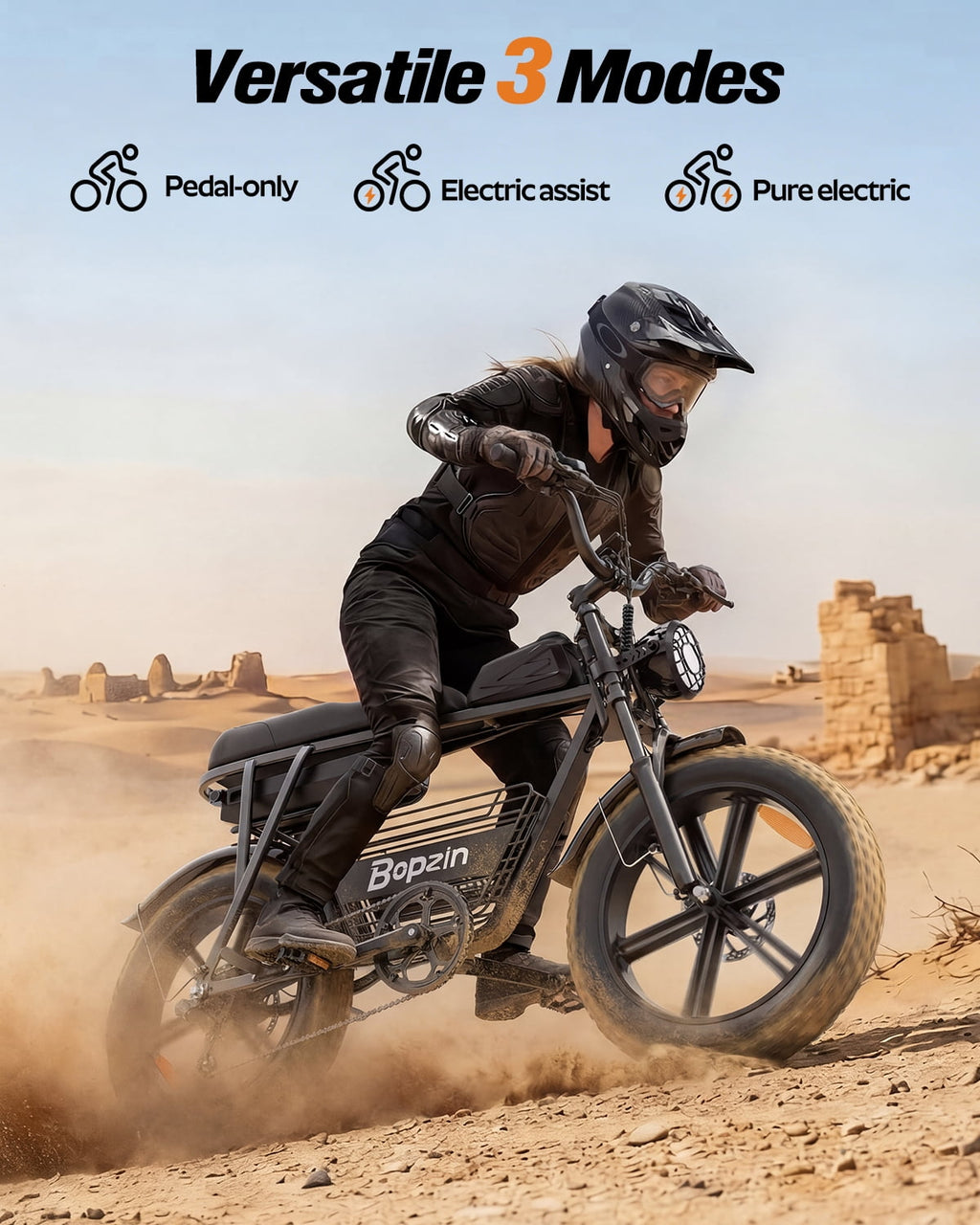 Bopzin Electric Bike for Adults, Peak 1500W App & Anti-Theft, 48V/25Ah, 20x4.0 Fat Tire Ebike, UL2849 E-Mountain Bike