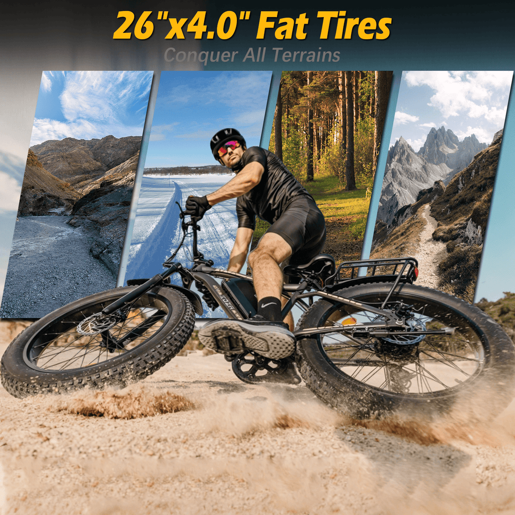 ZDZA Electric Bike for Adults, Peak 1500W Motor E-Mountain Bicycle, 26 Fat Tire 28mph Ebike, 48V 15Ah Removable, Dual Suspension with Shelf UL2849, Black
