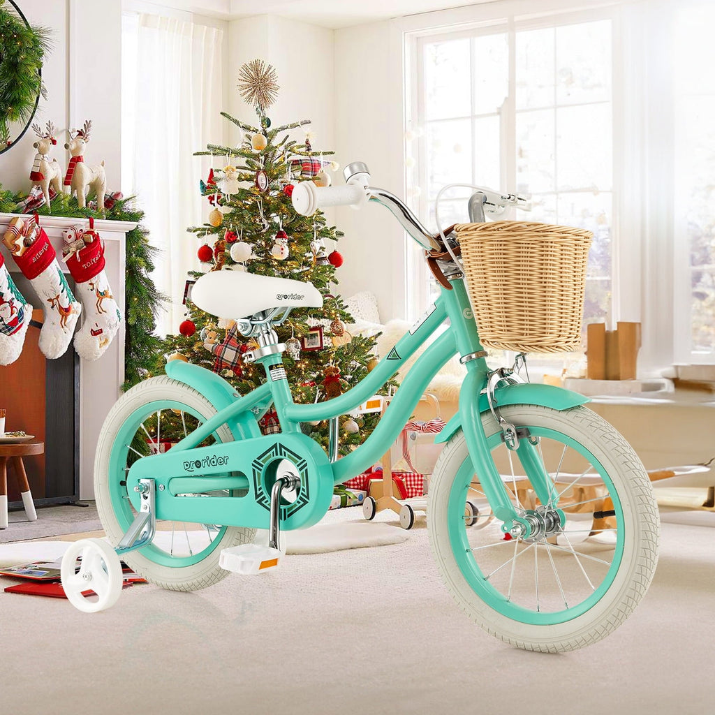 Costway 16 Kid's Bike with Training Wheels Adjustable Handlebar Seat Handbrake Pink