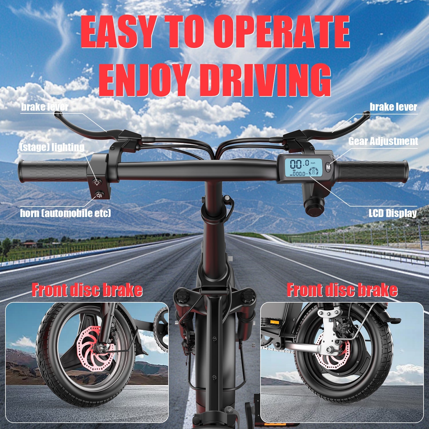 Electric Bike for Adults,  Electric Bicycle with 48V Removable Battery,14 Folding Ebike, 20MPH,30+ Miles(MAX),500W High Motor,Multi-Shock Absorption,UL 2849,Commuting Mini E Bikes