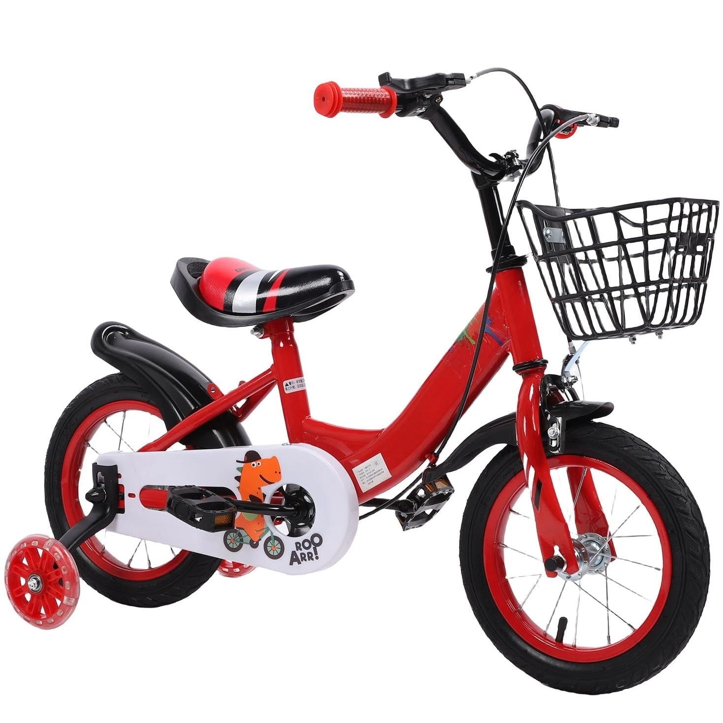 12 inch Kids Bike with Training Wheels, Children Bike with Adjustable Handlebar, Kids Bicycle for Boys Girls Toddlers Age 3-5, 2-in-1 Red Toddler Bike