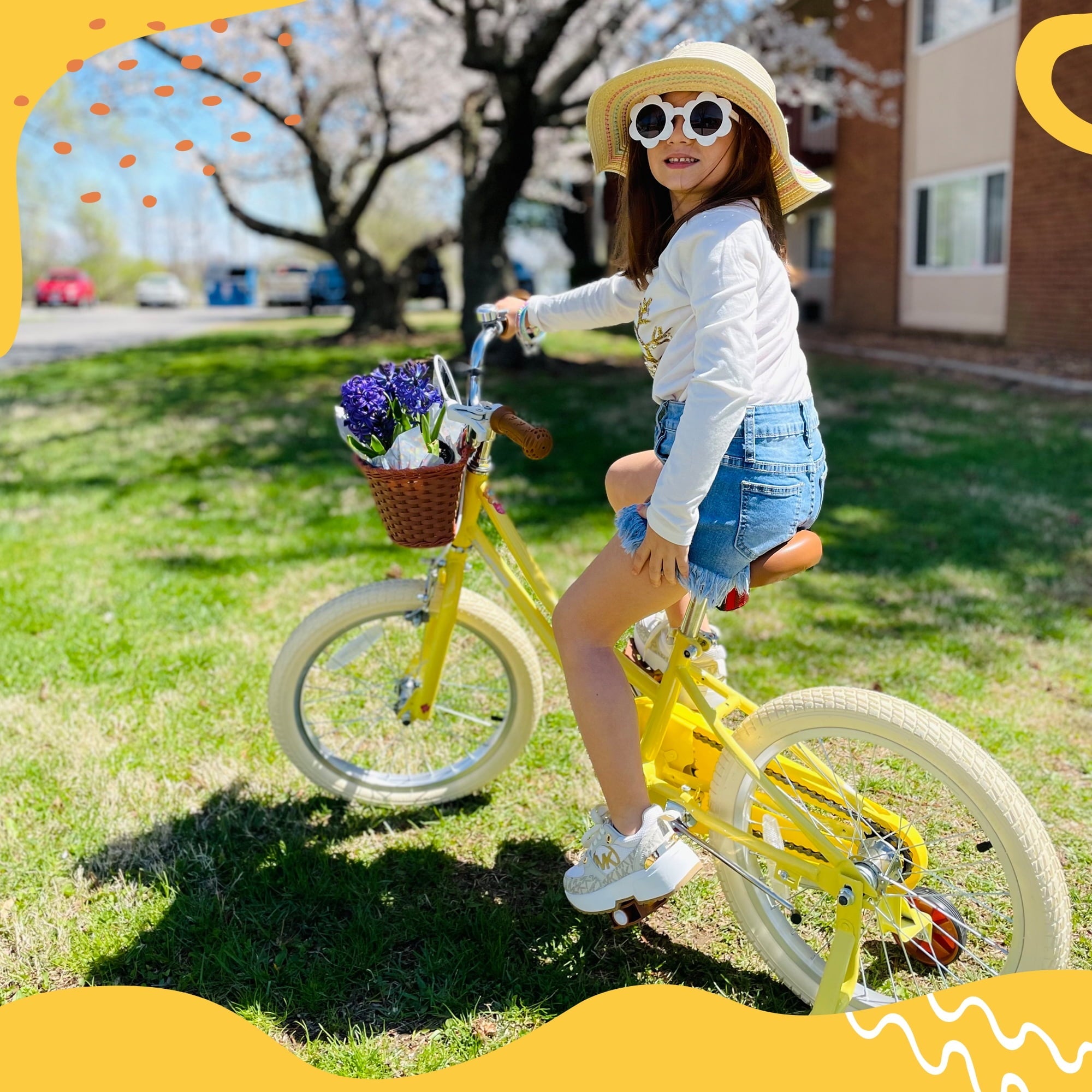 JOYSTAR Girls Bike for 2-13 Years Old Toddlers and Kids, 12 14 16 18 Kids Bike with Training Wheels & Basket, 20 Inch Kid's Bicycle with Kickstand, Retro Style Bikes