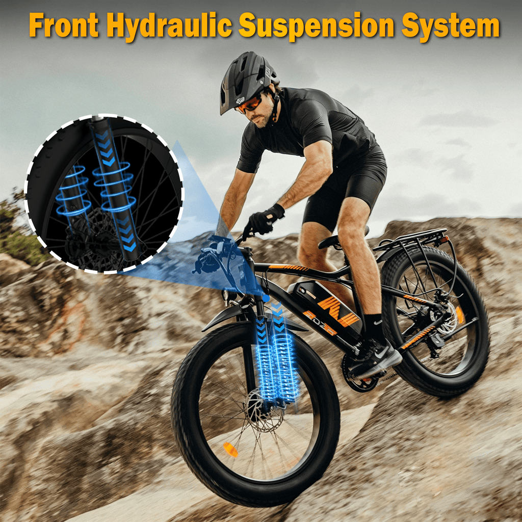 ZDZA Electric Bike for Adults, Peak 1500W Motor E-Mountain Bicycle, 26 Fat Tire 28mph Ebike, 48V 15Ah Removable, Dual Suspension with Shelf UL2849, Black