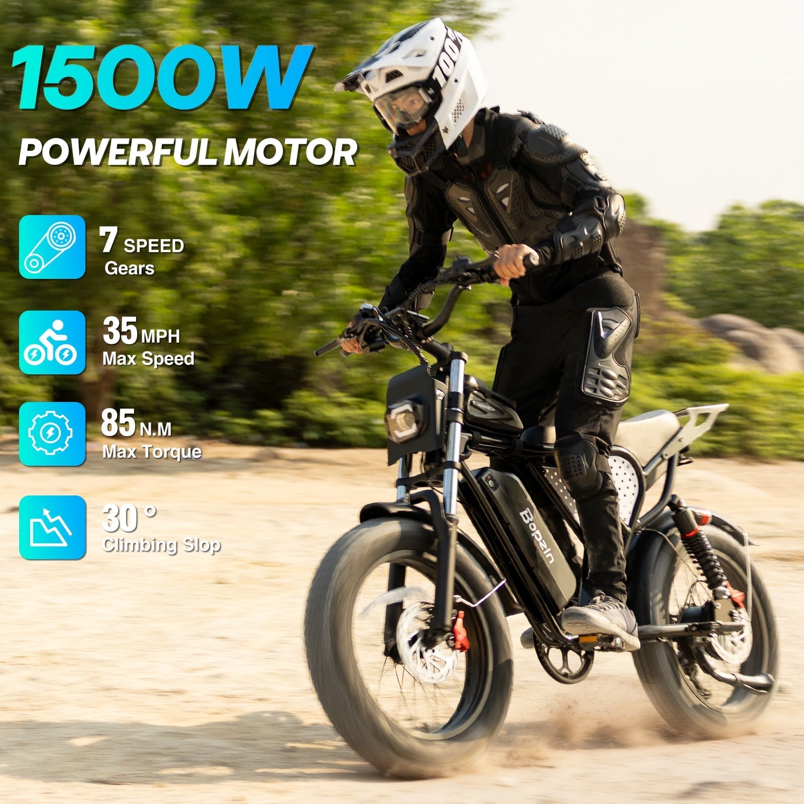 Electric Bike for Adults,1500W 35MPH,48V 20AH 30-80 Miles,20'' Fat Tire Mountain Bike with Rear Rack UL2849