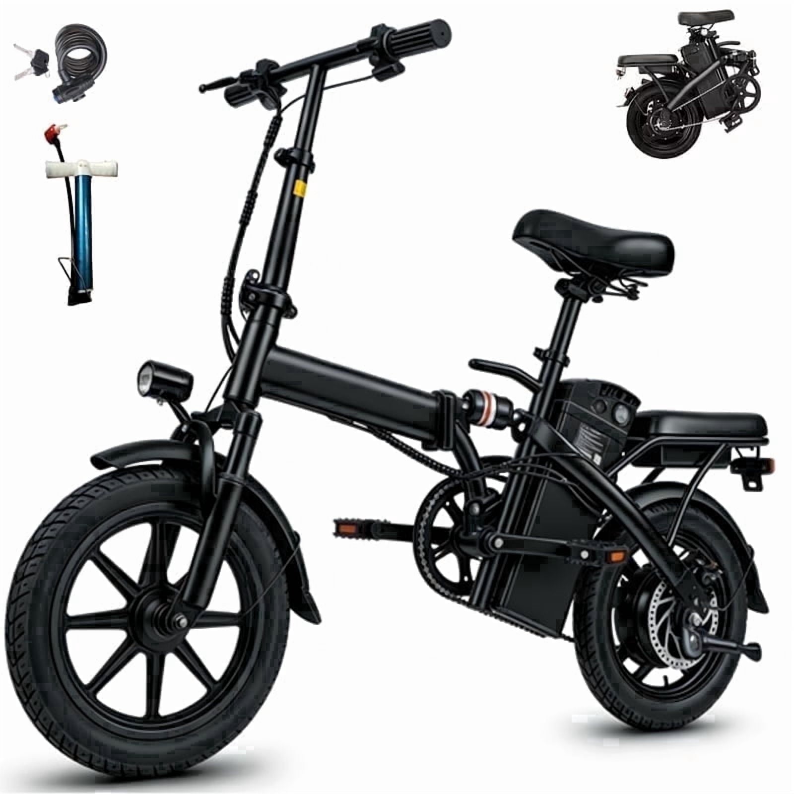 SHCNTEKU 14IN Folding Ebike, Features a high capacity 500W Peak Motor for Adults Teens, Removable Battery 25 Miles 20mph Electric bicycles,UL 2849