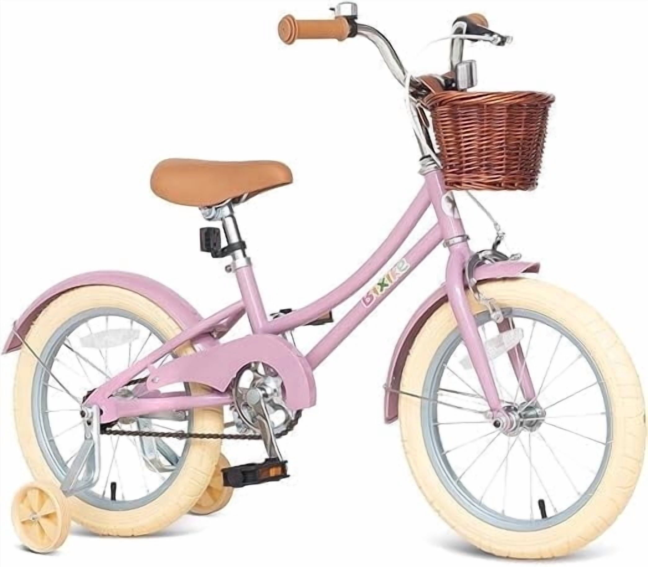 ACEGER 16 Inch Girls Bike with Basket, Purple, Training Wheels, Ages 4-8