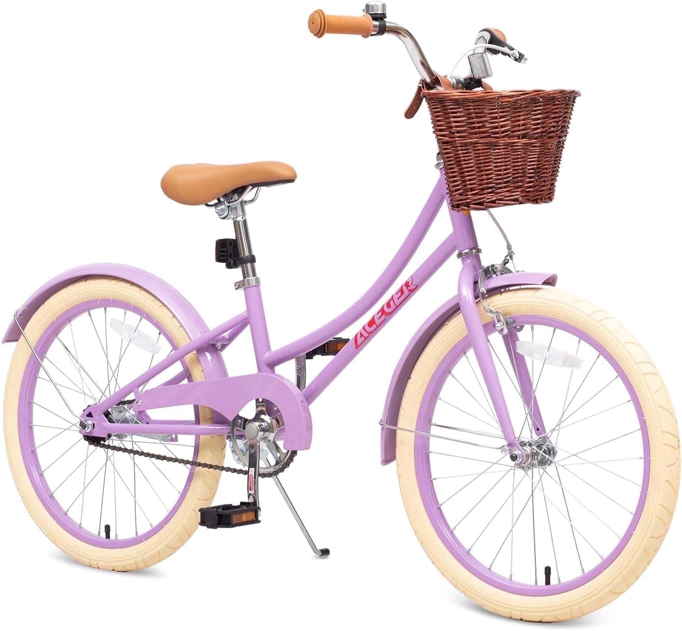 ACEGER 16 Inch Girls Bike with Basket, Purple, Training Wheels, Ages 4-8